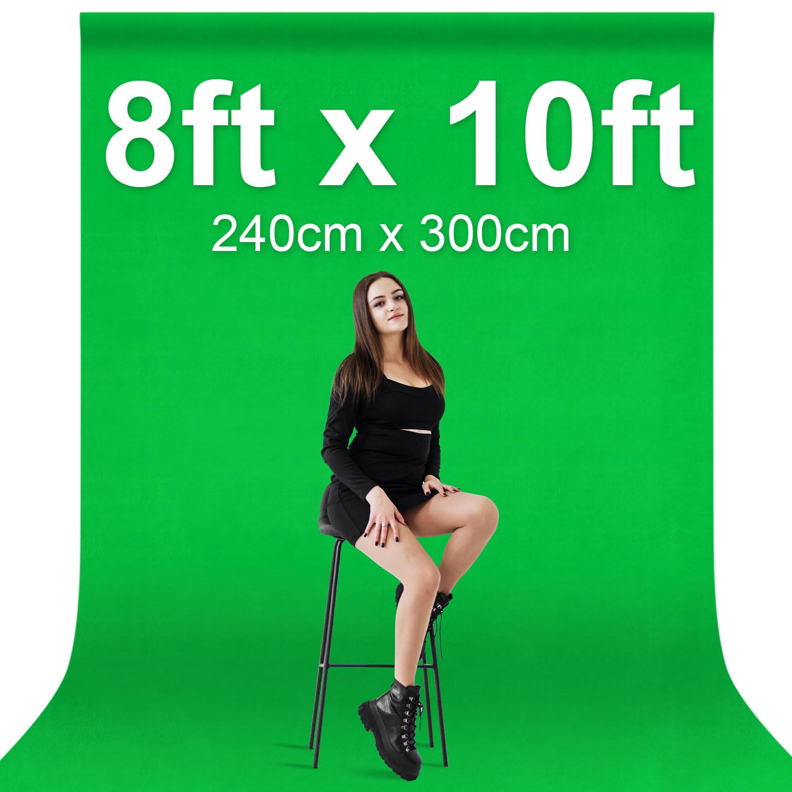 Emart Green Screen Backdrop, 8 X 10 Ft Photography Green Background For Streaming Zoom, Small Photo Muslin Green Curtain With 4