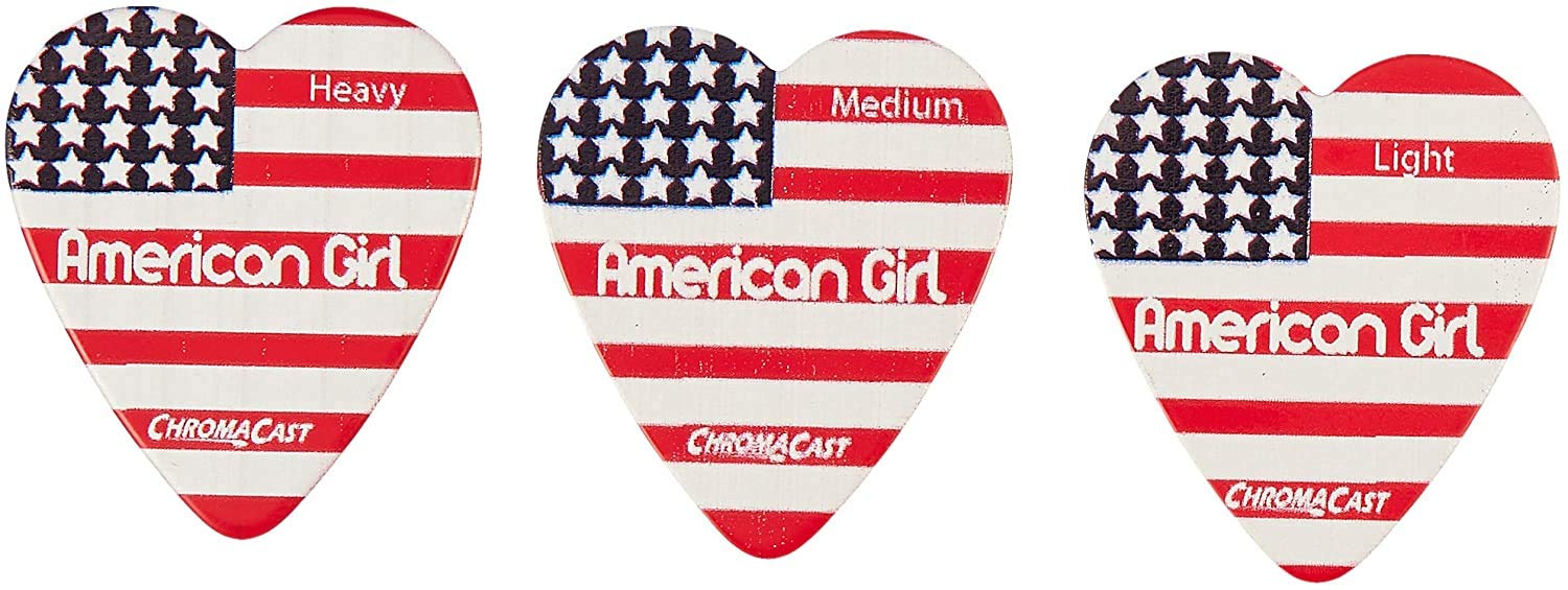 Chromacast Cc-Hs-Ag-12-Packamerican Girl Heart Shaped Pick - 12-Pack In Light, Medium And Heavy Gauge