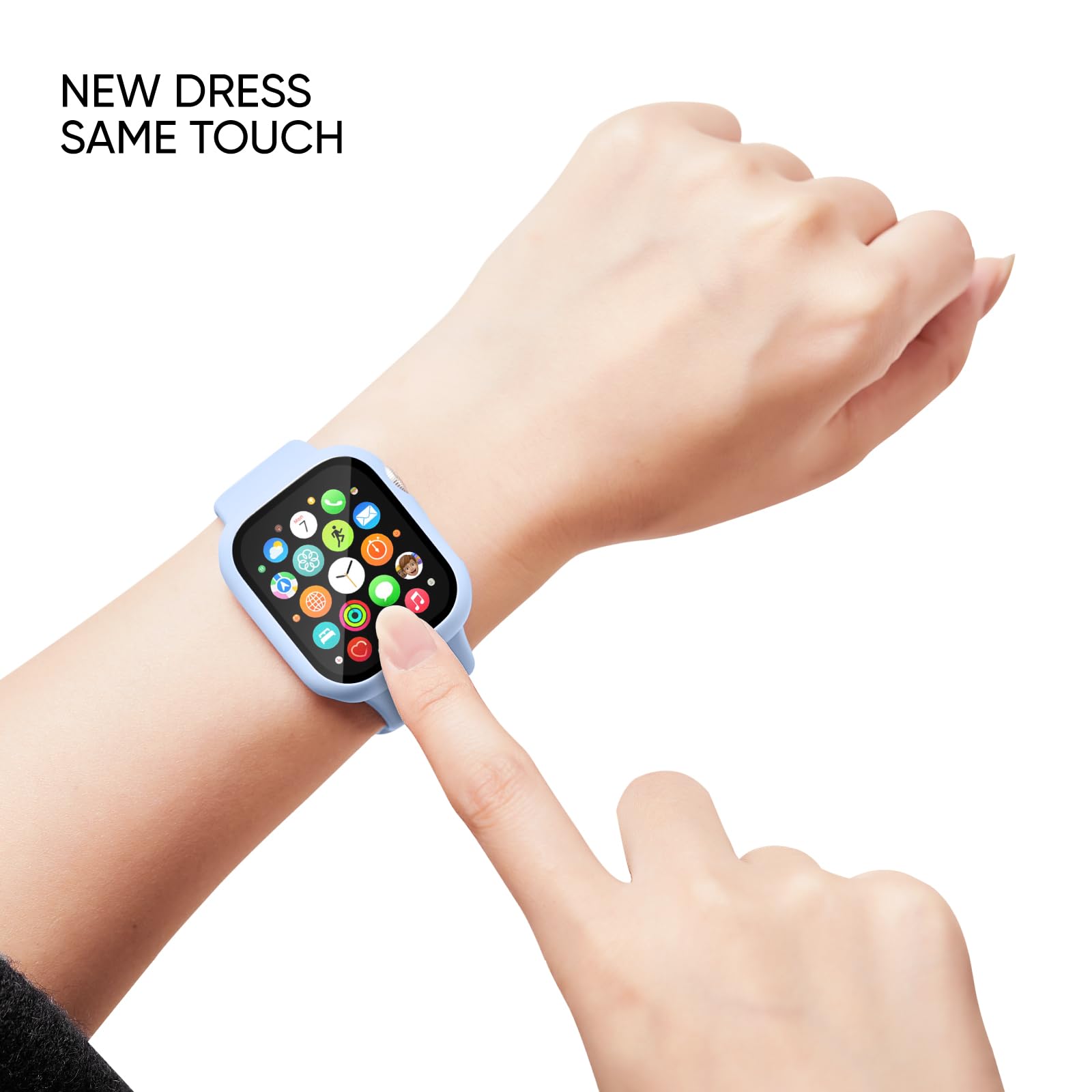 Adorique 3 In 1 For Apple Watch Band 42Mm With Case & Screen Protector, Silicone Sport Band And Protective Cover With 9H Tempe G