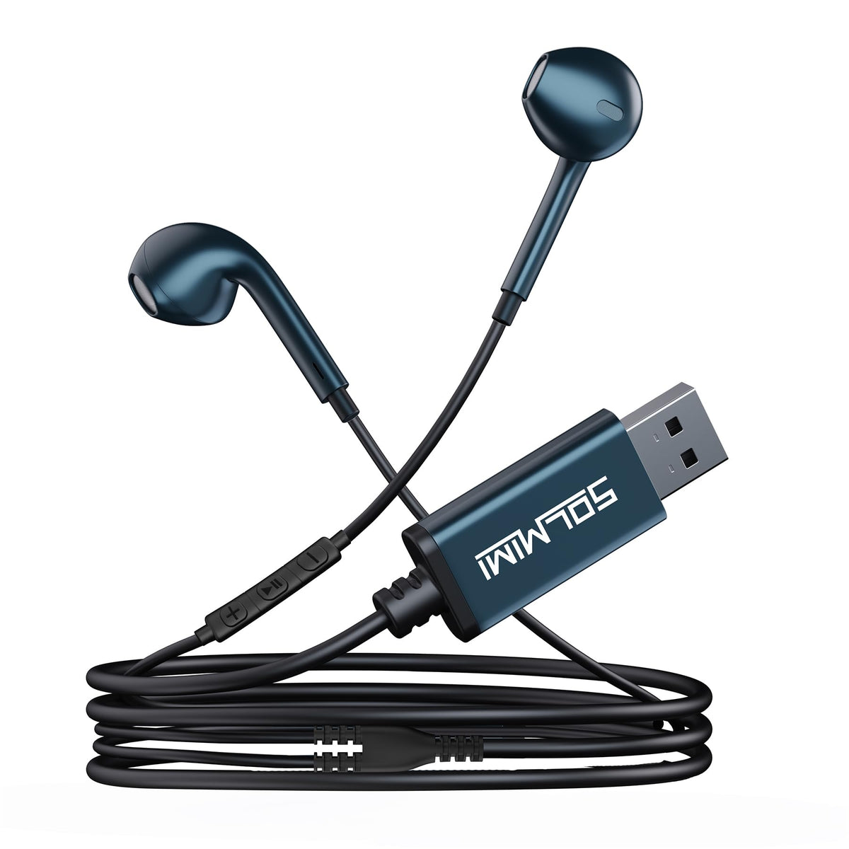 Solmimi Usb Earbuds With Microphone For Pc Laptop, 2M/6.5Ft Usb Headset With Microphone For Pc, Usb Headphones For Computer Lapt