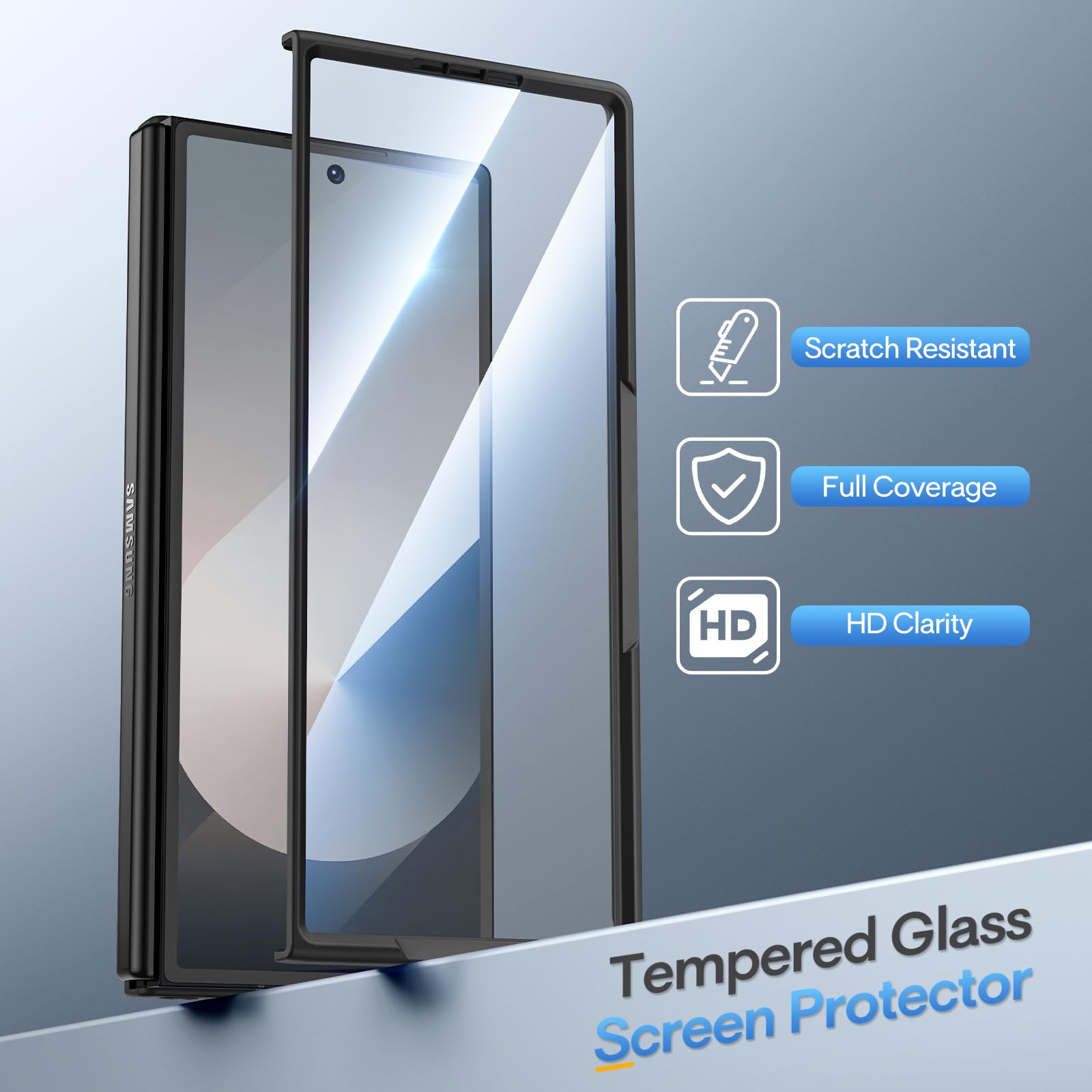 Maxdara For Z Fold 6 Case With S Pen Holder, Galaxy Z Fold 6 Case With Hidden Foldable Kickstand And Built-In Screen Protector,