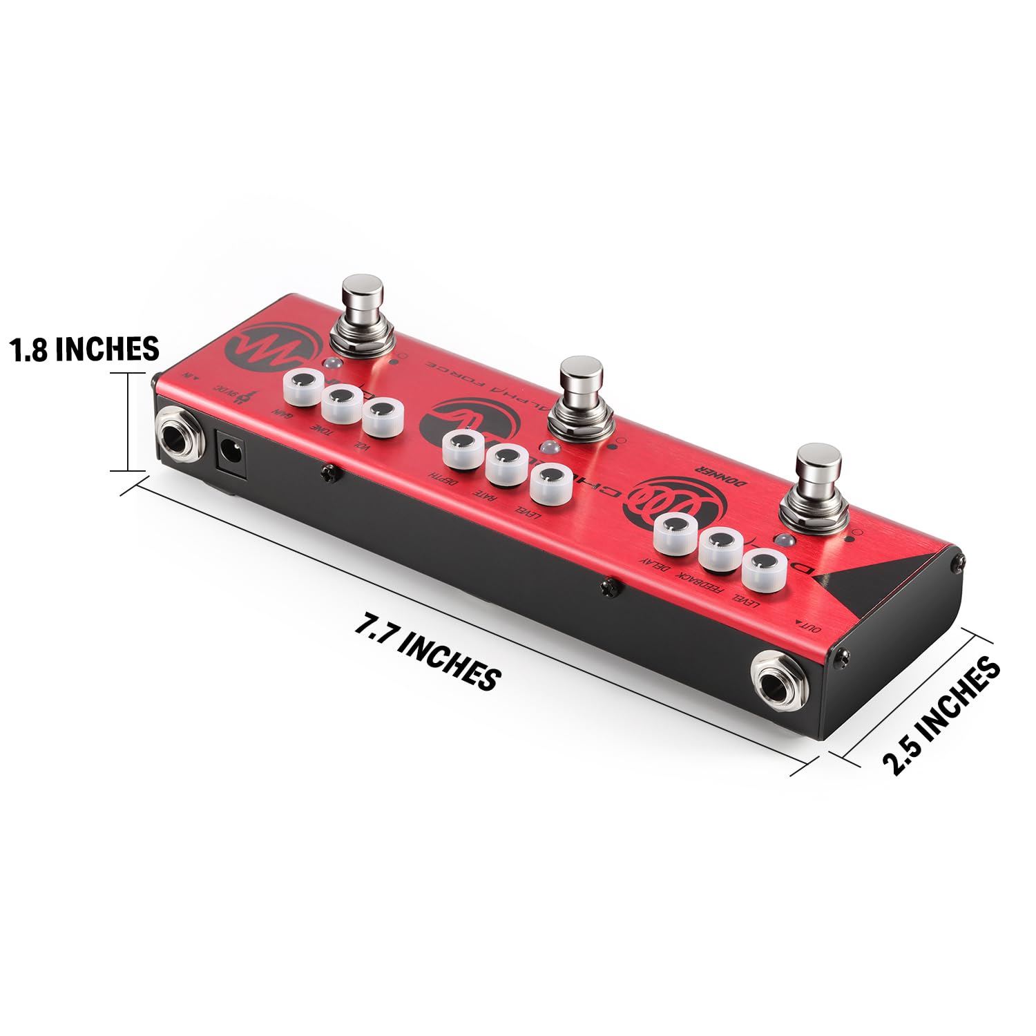 Donner Multi Guitar Effect Pedal Alpha Force 3 In 1 Effects Delay Chorus High Gain Distortion Pedal With Adapter