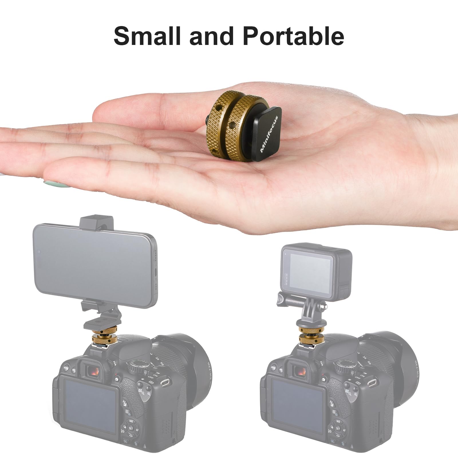 Minifocus 4 Packs Camera Hot Shoe Mount Adapter, Double Nut With 1/4 And 3/8 Aluminum Alloy Tripod Screw Flash Shoe Mount For Le