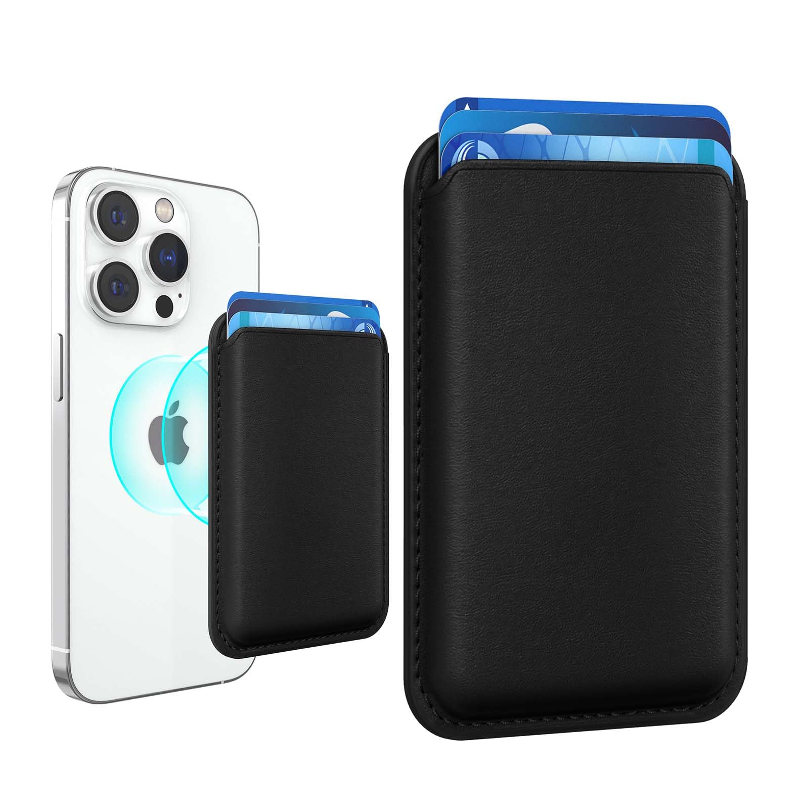 Amzone Stronger Magnetic Wallet Cell Phone Card Holder For Iphone 15 Series, Rfid Leather Phone Wallet Stick On Series Of Iphone