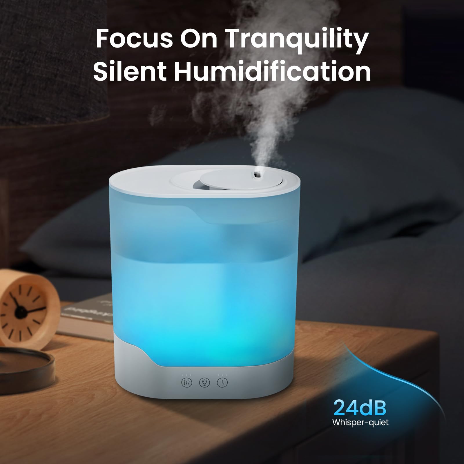 YOGIN Air Humidifier - 3L Top-Fill Cool Mist & Essential Oil Diffuser, Ultra-Quiet <24dB, Smart Control, Model Hu25