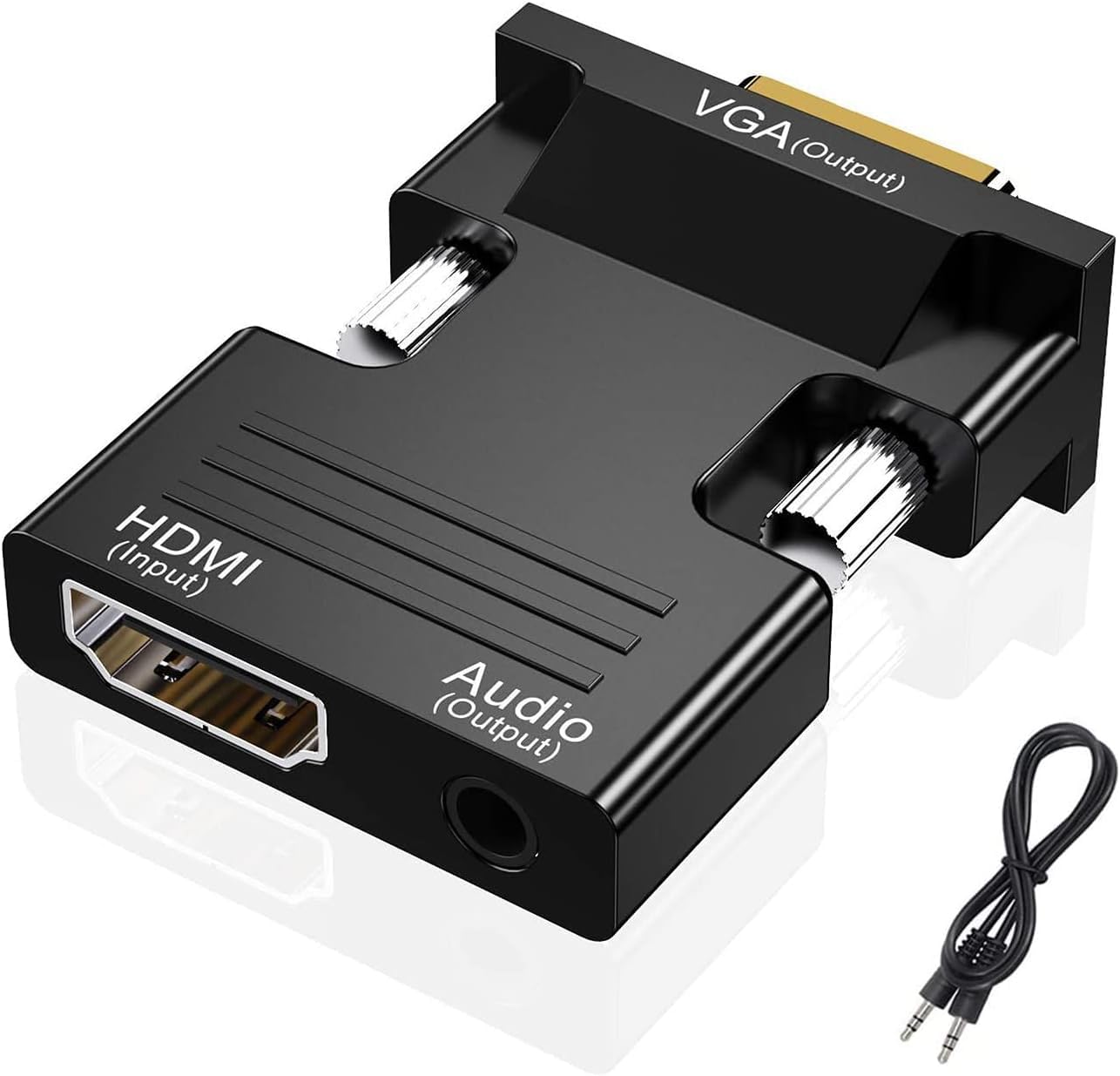 Berlat Hdmi To Vga Adapter Converter, Audio Output Computer Set Top Box Connector Dongle For Laptop, Pc, Monitor, Projector, Hdtv, Chromebook, Roku, Xbox  3.5Mm Stereo Cable Included