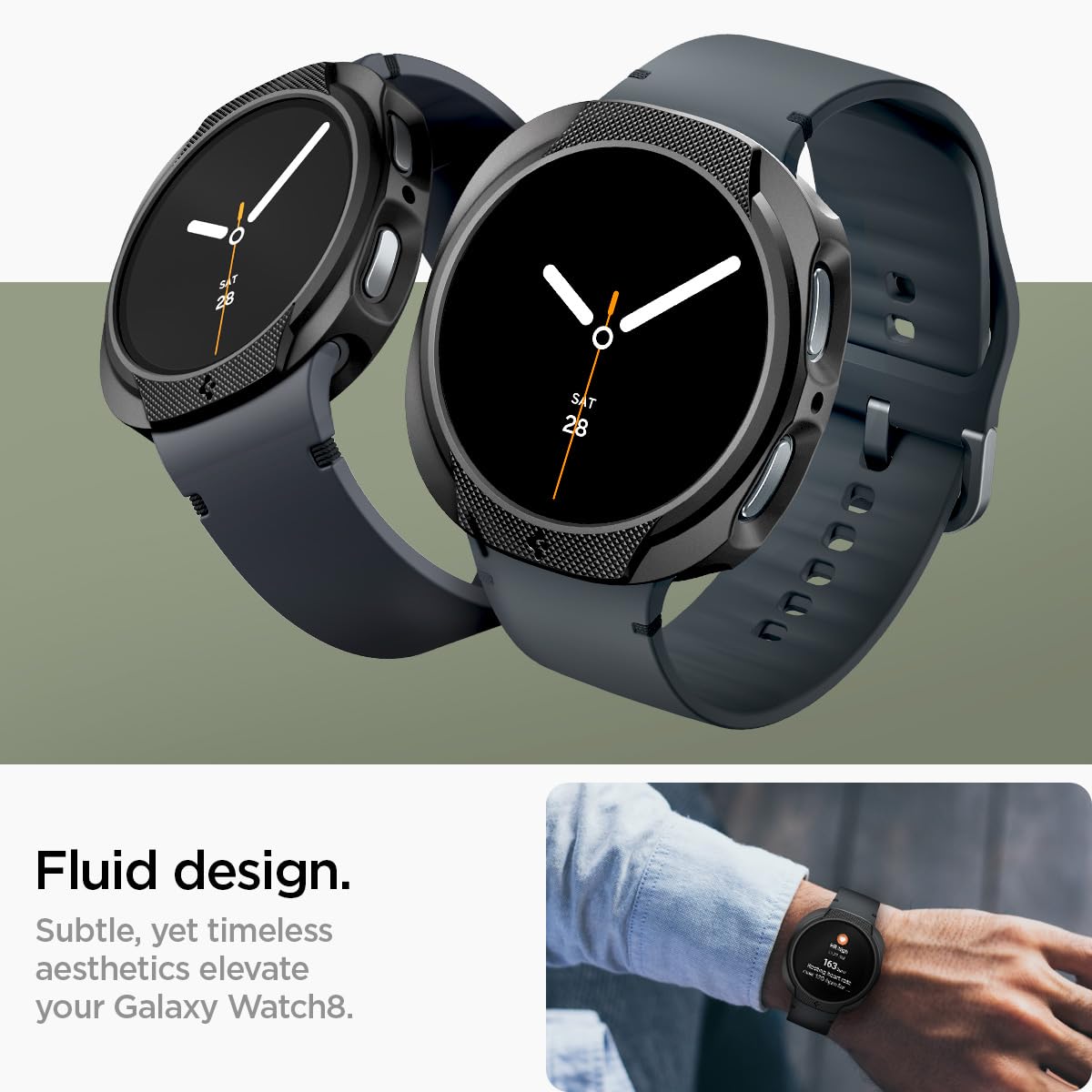Spigen Liquid Air Designed For Samsung Galaxy Watch 8 44Mm Case Flexible Lightweight Tpu Cover (2025) - Matte Black