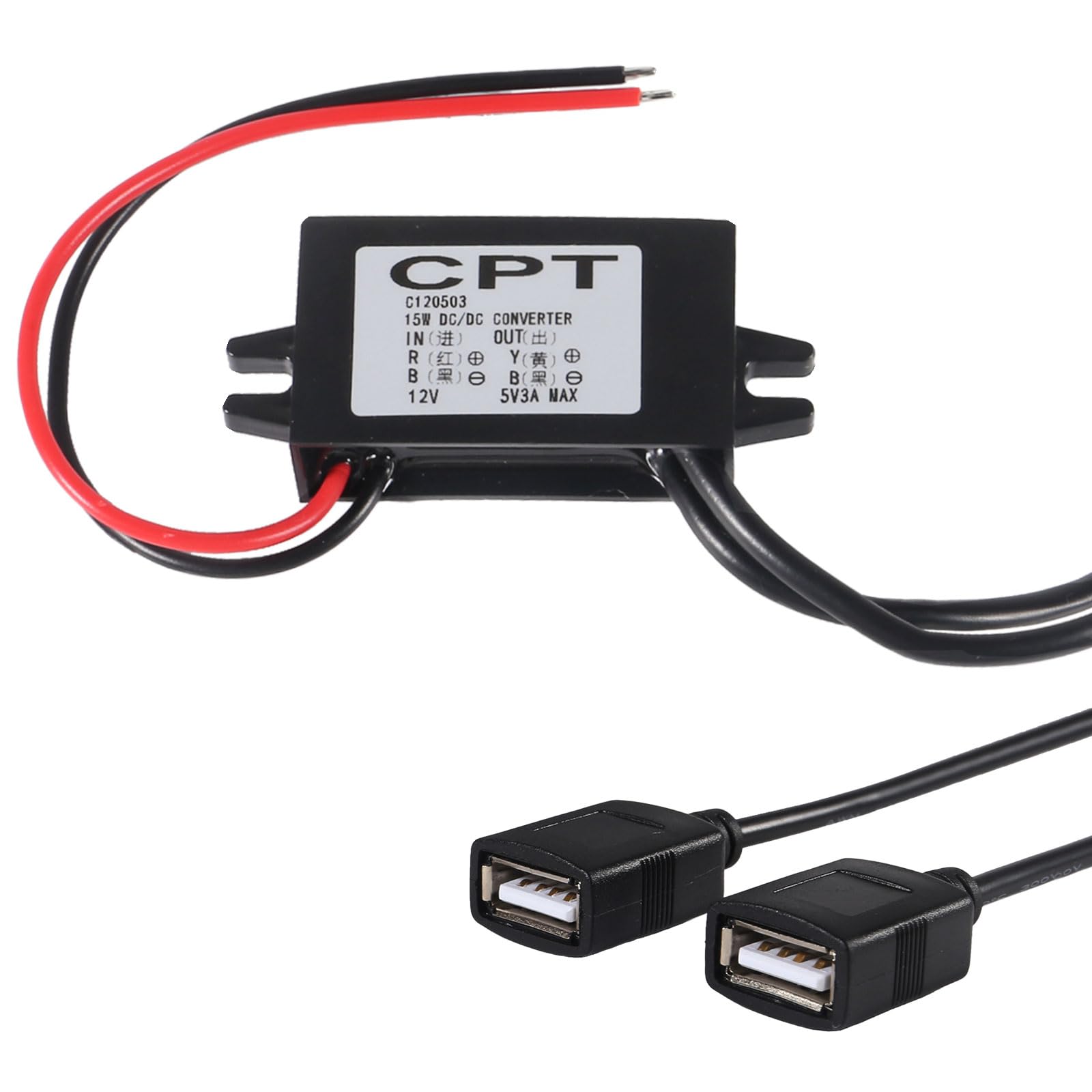 Diann Direct Current Converter 12V To 5V 3A 15W Buck Converter Module Dual Usb Female Dc Power Adapter Converter Dc To Dc Regula