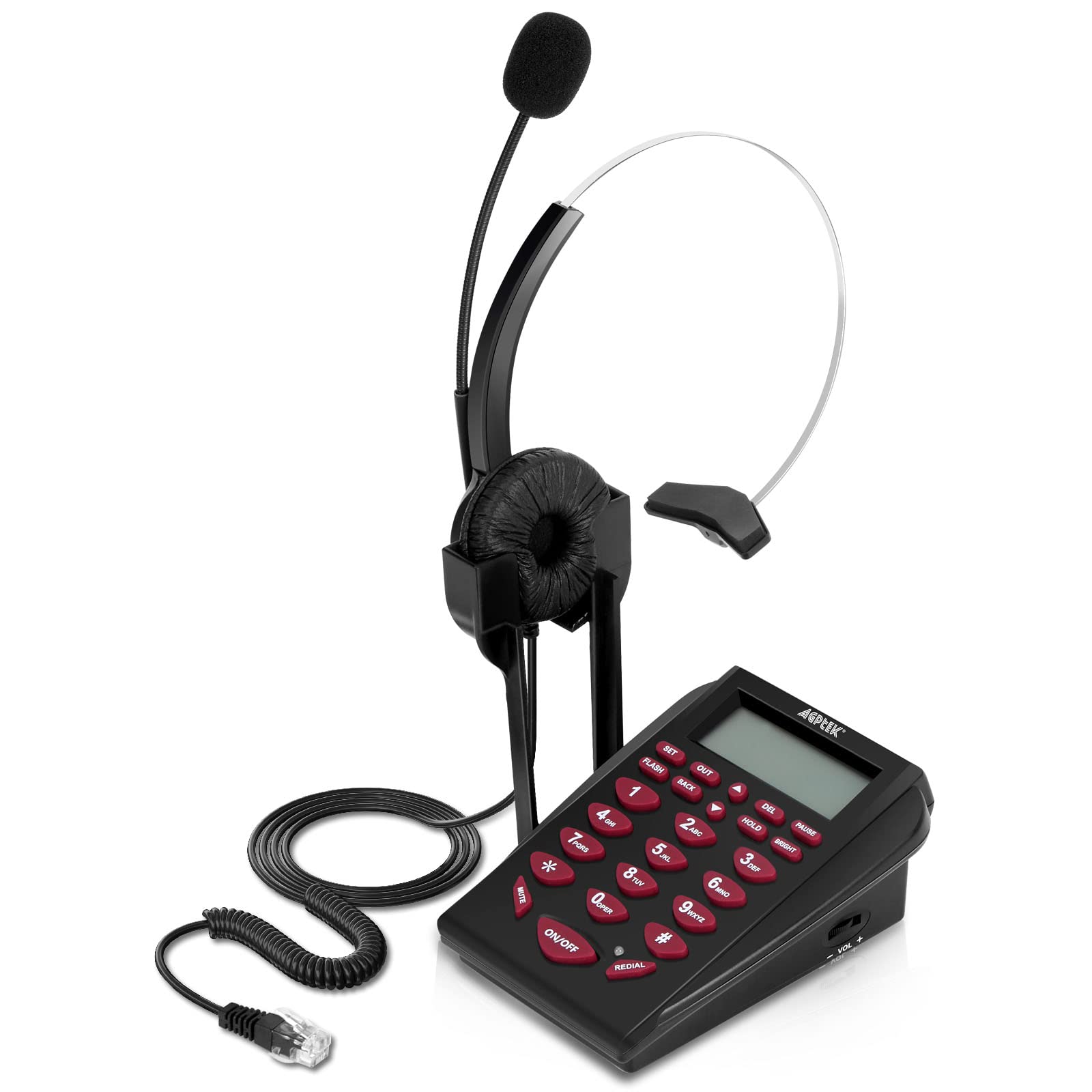 Agptek Corded Telephone With Headset & Dialpad For House Call Center Office   Noise Cancellation