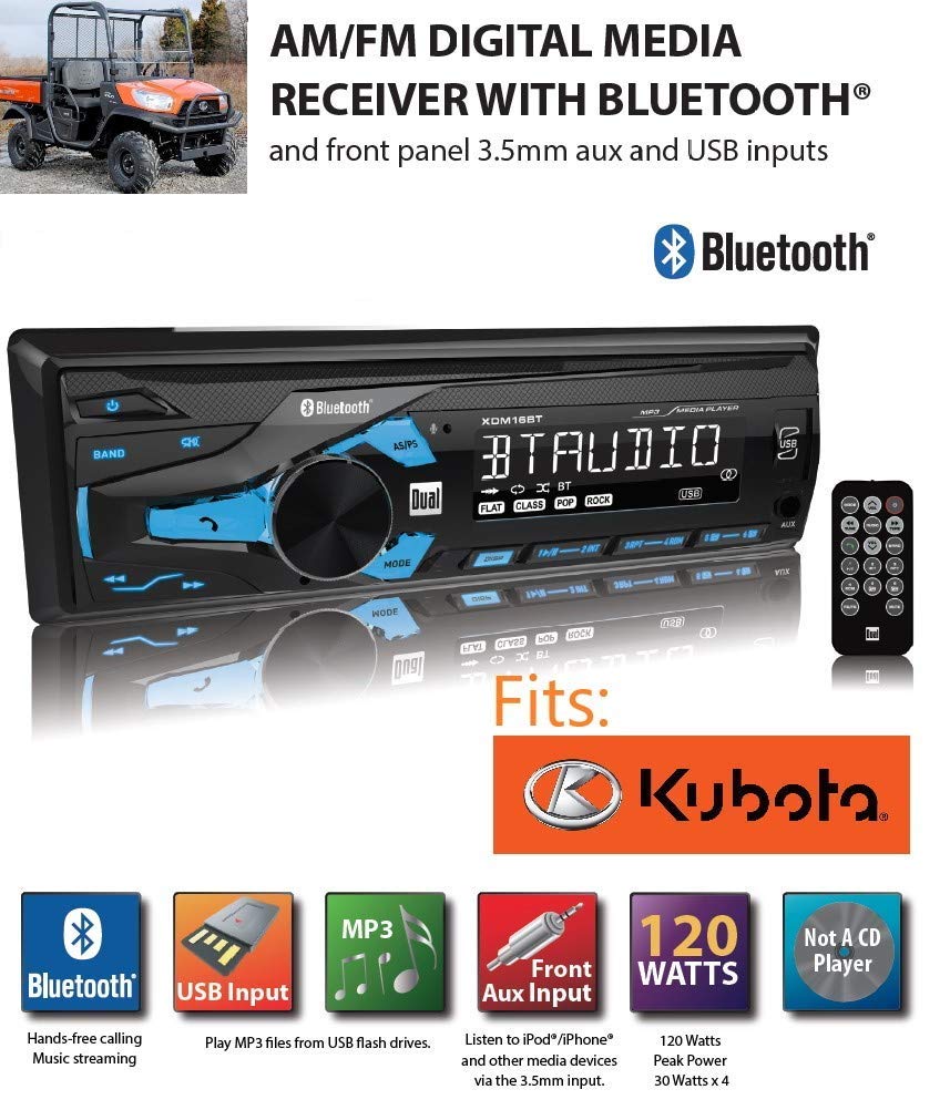 Compatible Kubota Tractor Direct Connect Stereo Radio Mp3 Am Fm Usb Aux Bluetooth Remote Lx2610 Lx Rtv 1100 Rtx 1100C Harness Pl