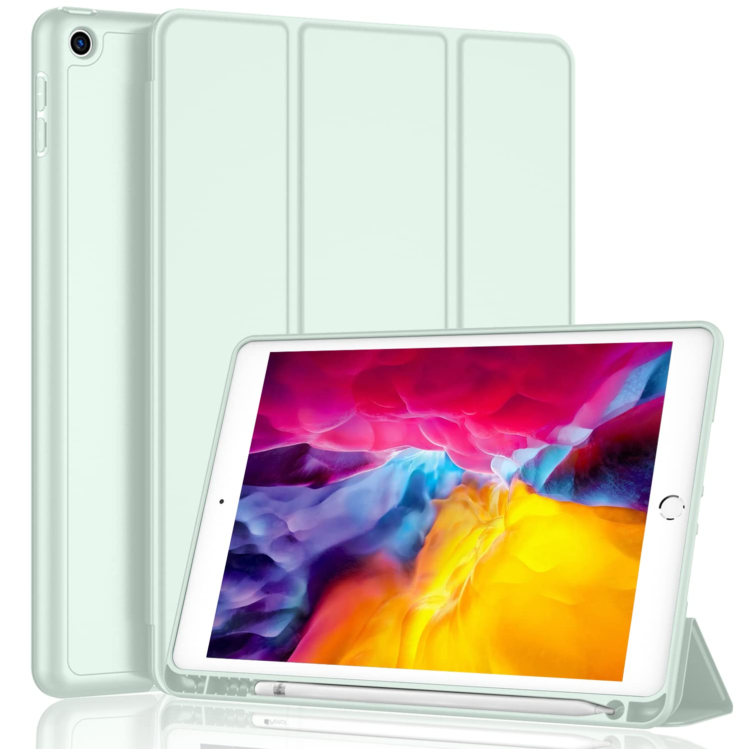 Imieet Ipad 9.7 Case (2018/2017 Model, 6Th/5Th Generation), Smart Cover With Pencil Holder And Soft Baby Skin Silicone Back And Full Body Protection, Auto Wake/Sleep Cover (Pale Green)