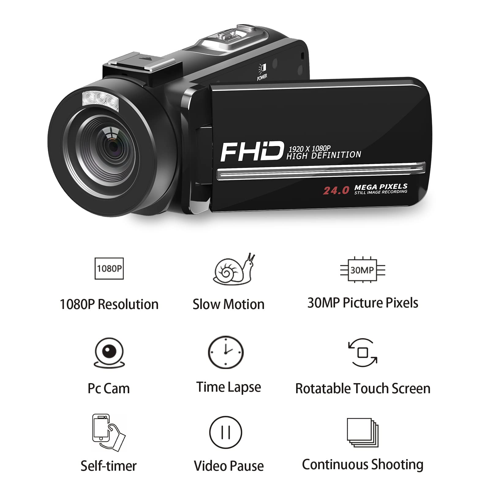 Video Camera, 1080P 30Mp Camcorder Ir Night Vision Vlogging Camera For Youtube,3.0' Lcd Screen 18X Digital Zoom Recorder Camera With Remote Control, Microphone, Mini Tripod, 2 Battries, 32Gb Sd Card