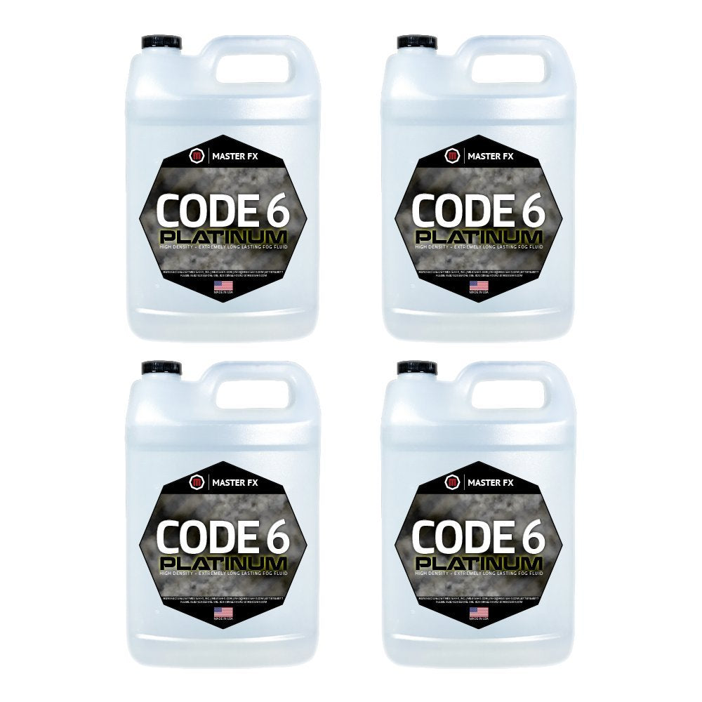 Code 6 Platinum - Extreme High Density - Extremely Long Lasting - HDF Organic Fog Machine Fluid, USA Made, Water Based - 4 Gallo