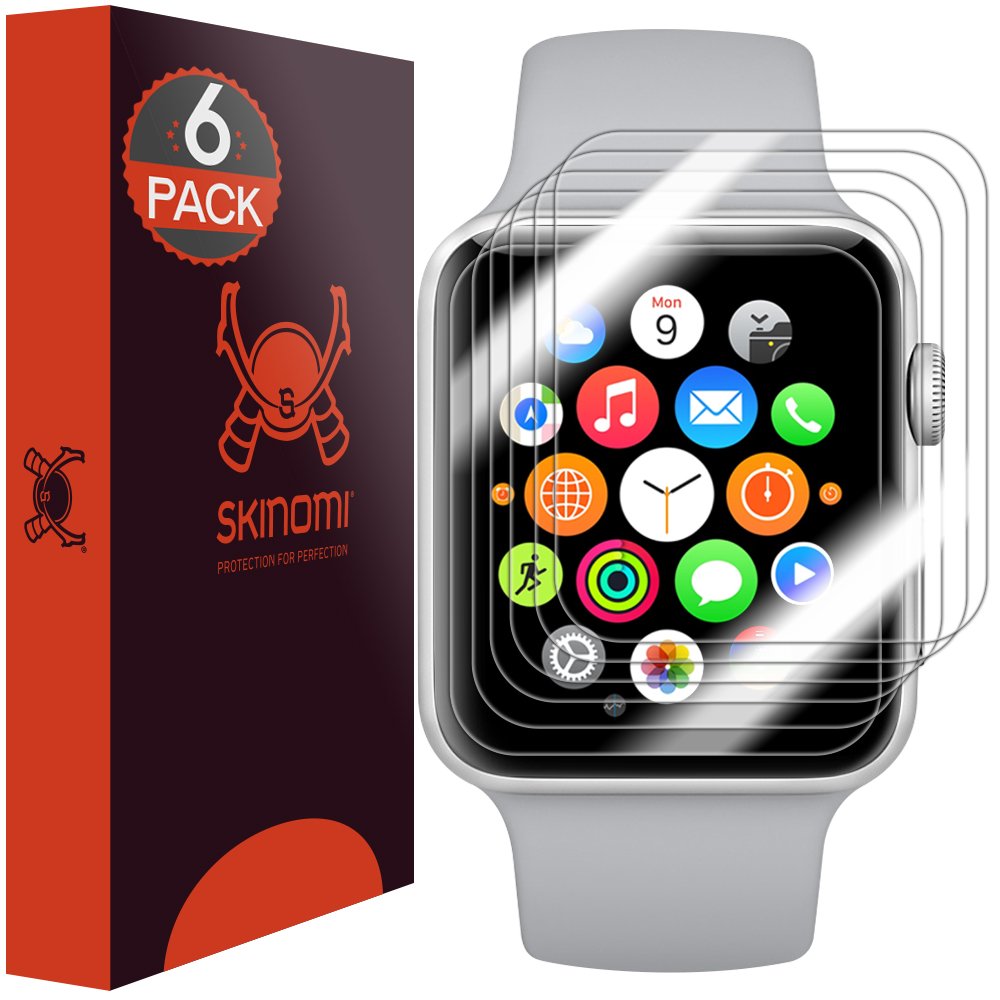 Skinomi Techskin [6 Pack] Clear Screen Protector For Apple Watch (38Mm)(Apple Watch Nike+, Series 3/2/1 Compatible) [Full Covera