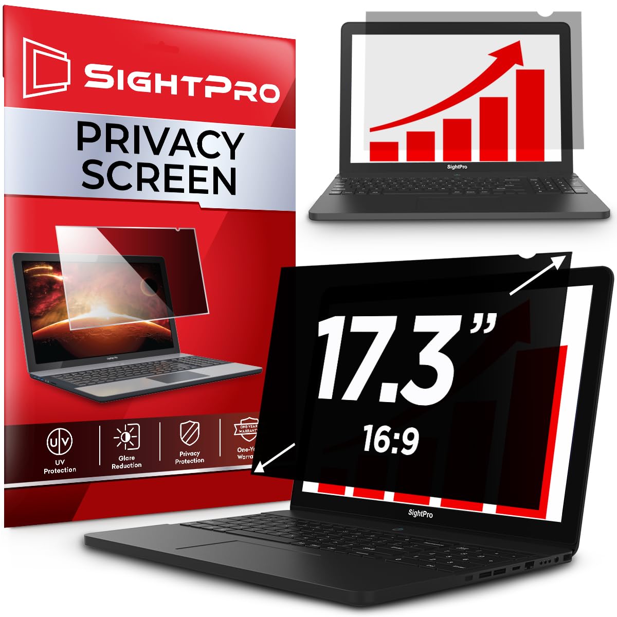 Sightpro 17.3 Inch 16:9 Laptop Privacy Screen Filter   Computer Monitor Privacy Shield And Anti Glare Protector