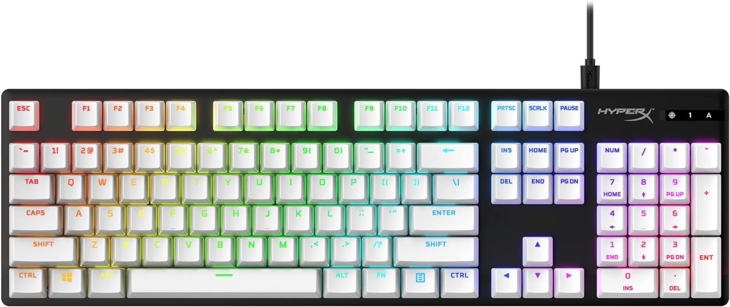 Hyperx Pbt Keycaps - Full Key Set, Double Shot Pbt Material, English (Us) Layout, 104 Keys - White