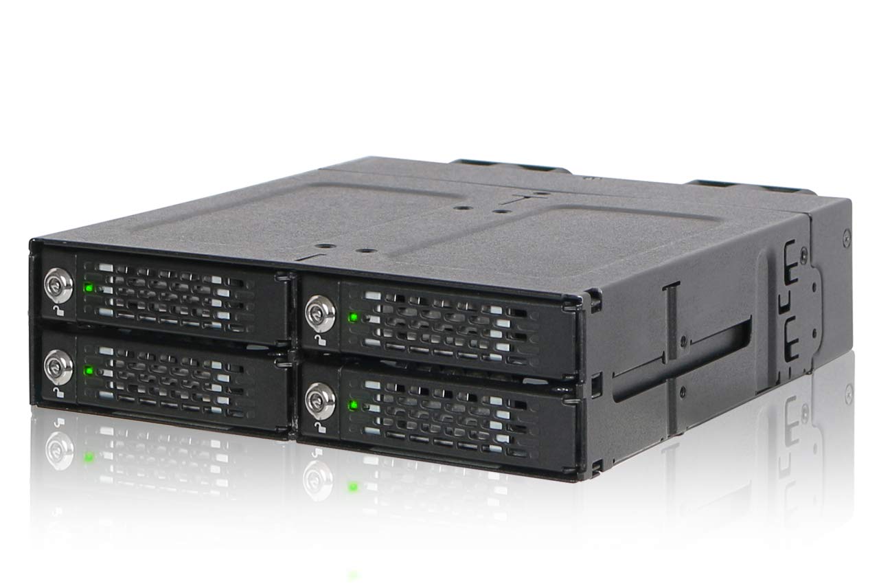 ICY DOCK ToughArmor MB720M2K-B - 4X PCIe 4.0 NVMe M.2 SSD up to 22110 Size to 4X MiniSAS HD Removable Frame, Full Metal Black