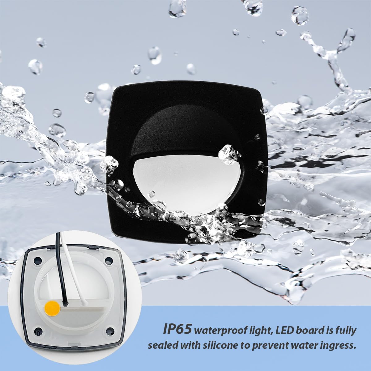 Dream Lighting 12Volt Led Black Recessed Companion Way Courtesy Light For Marine Ship Boat Cabin, Rv Stair Step Light, Exterior