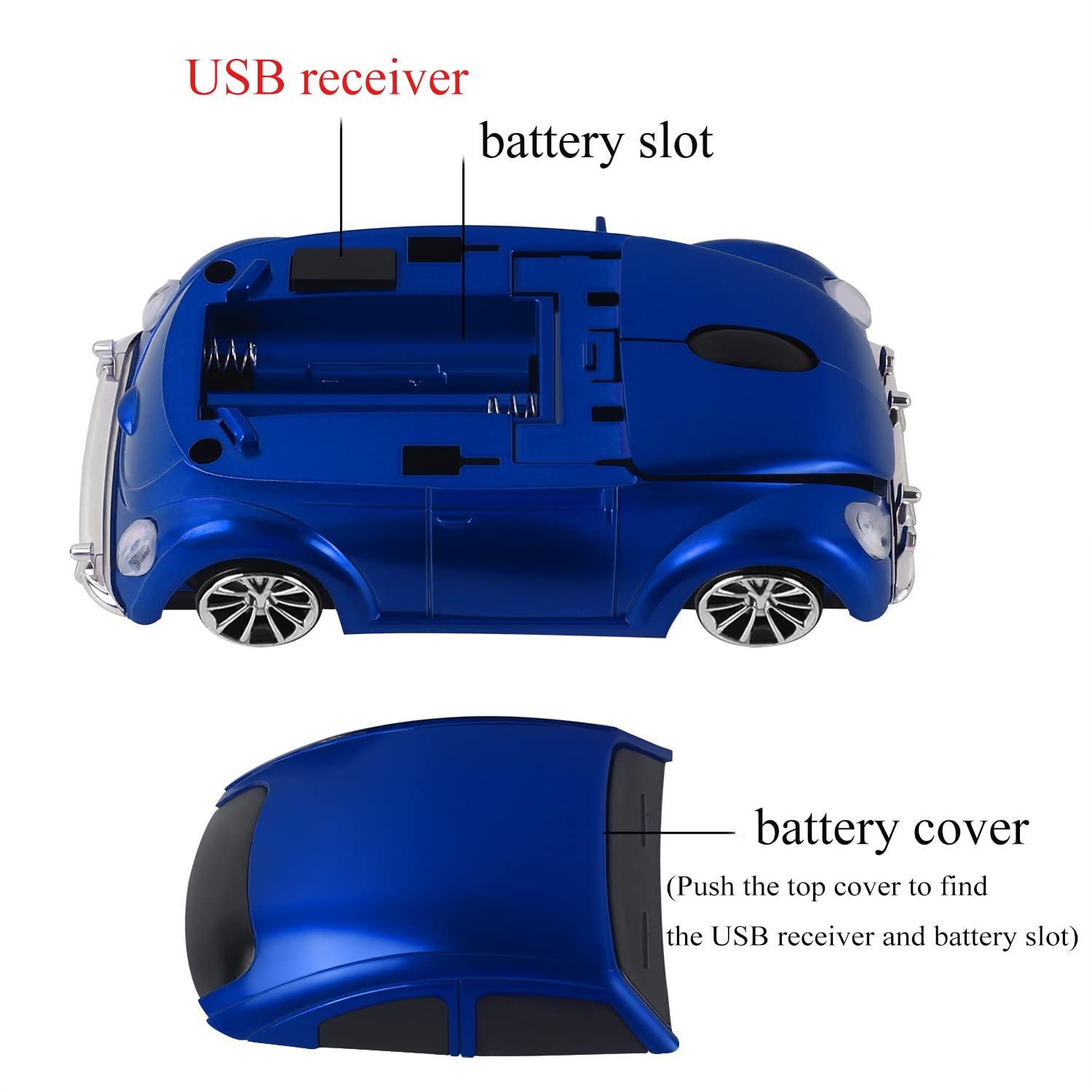 Usbkingdom 2.4Ghz Wireless Mouse Cool 3D Sport Car Shaped Ergonomic Optical Cordless Mice With Usb Receiver For Pc Laptop Comput