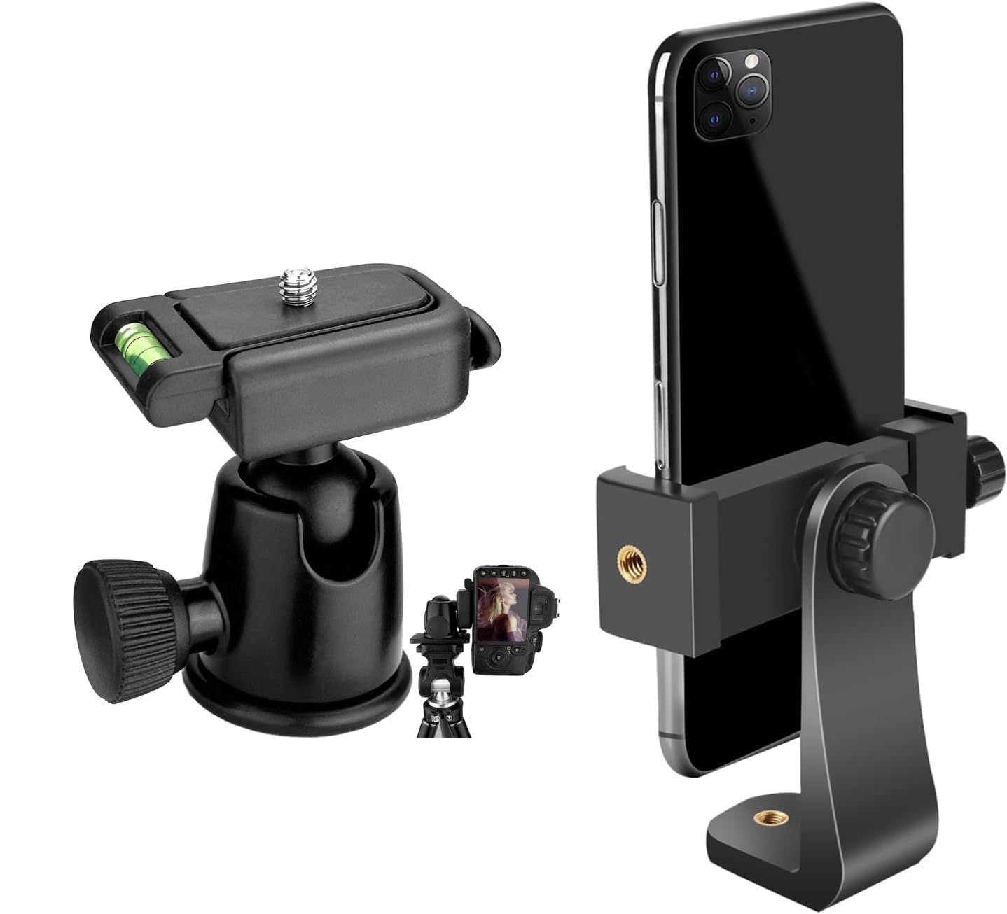 Acuvar Rotating Cell Phone Tripod Mount Adapter With Tripod Quick Release Ball Head 360 Rotatable For Universal Smartphone Samsu