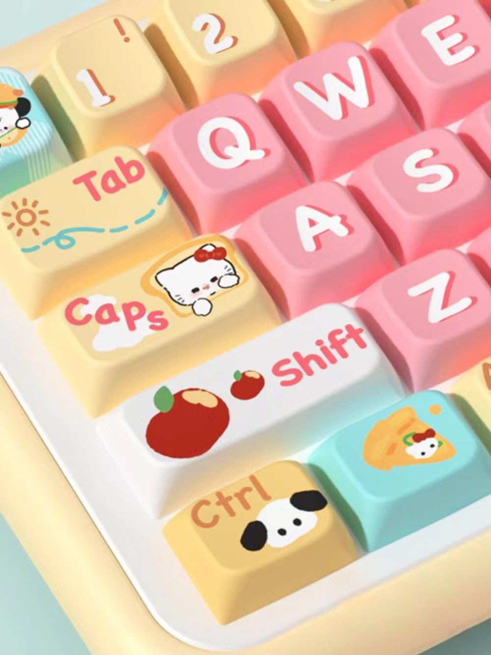 Daixiahu Cute Bread Puppy Theme Keycaps 158 Key Pbt Keycaps Mda Custom Keycap Set Is Suitable For 61/87/104/108 Cherry Mx Switch
