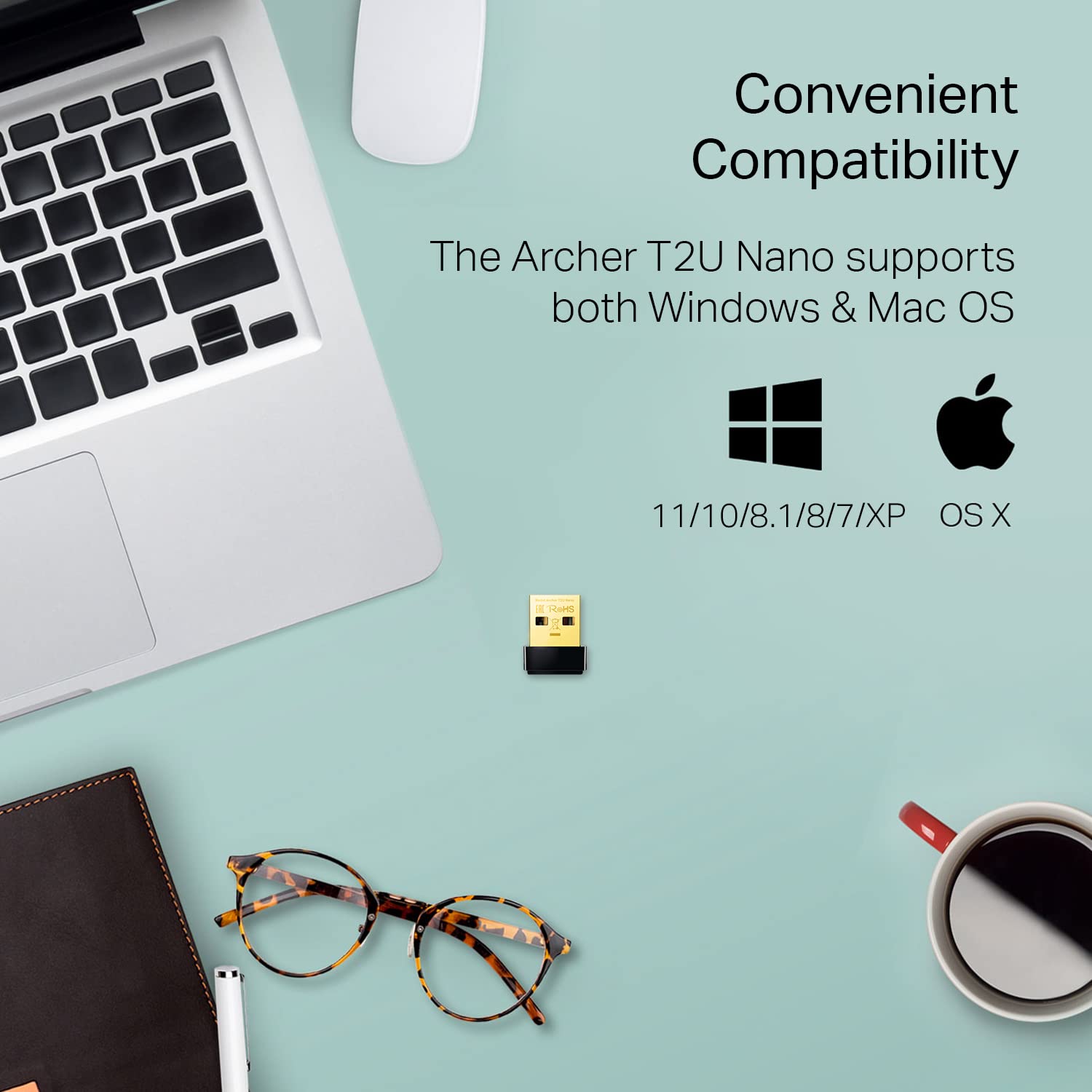 Tp Link Nano Ac600 Usb Wifi Adapter(Archer T2U Nano)  2.4G/5G Dual Band Wireless Network Adapter For Pc Desktop, Mini Travel Siz