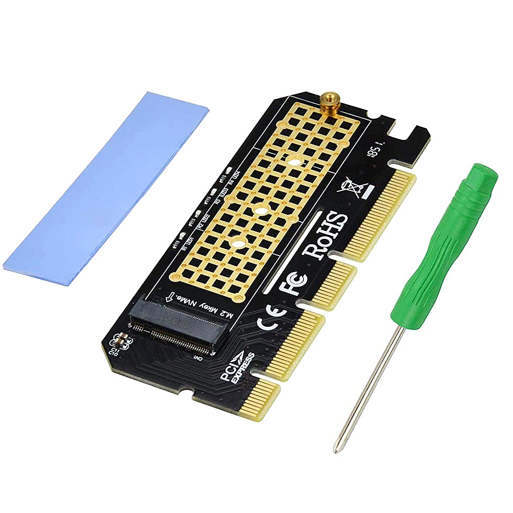 Verilux Nvme Adapter Pcie X16 With Gel Pad, M.2 Nvme Or Ahci Ssd To Pcie 3.0 Adapter Card For Key M 2230, 2242, 2260, 2280 Size 