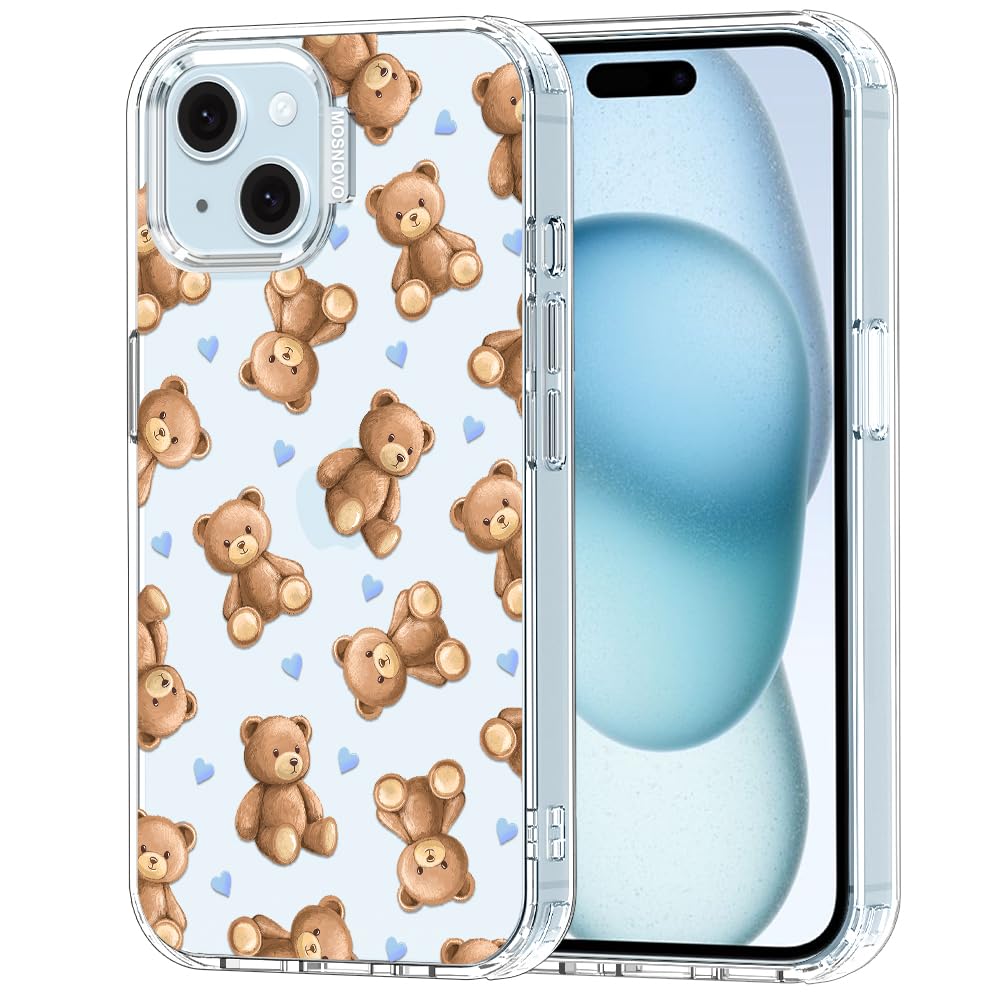 MOSNOVO for iPhone 15 Case, Shockproof Military-Grade Protection 6.6ft Drop Tested, Clear Phone Case for iPhone 15, Teddy Mood D