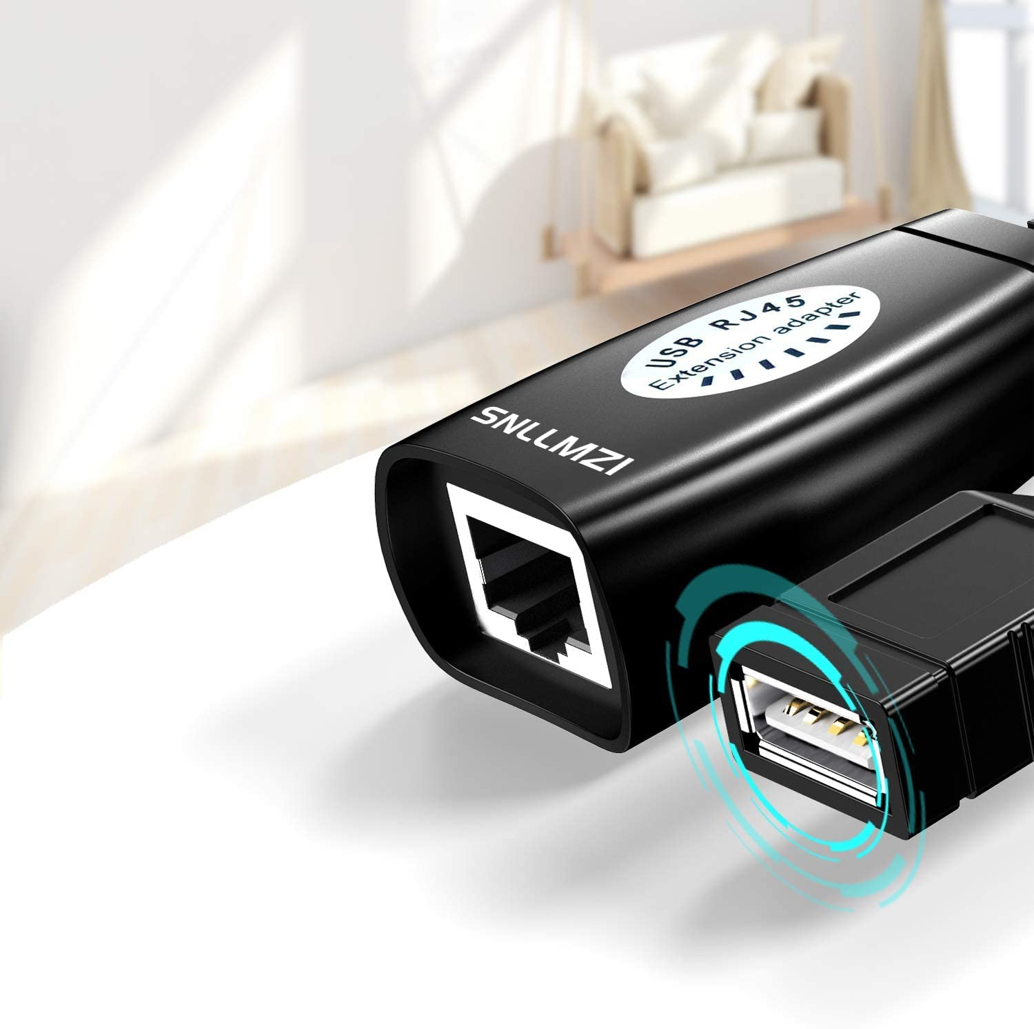 Snllmzi Usb To Cat5 Adapter, Usb Over Rj45 Ethernet For Cat5/Cat5E/Cat6/Cat7/Cat8 Extension Cable Adapter, Usb 2.0 Extender Over