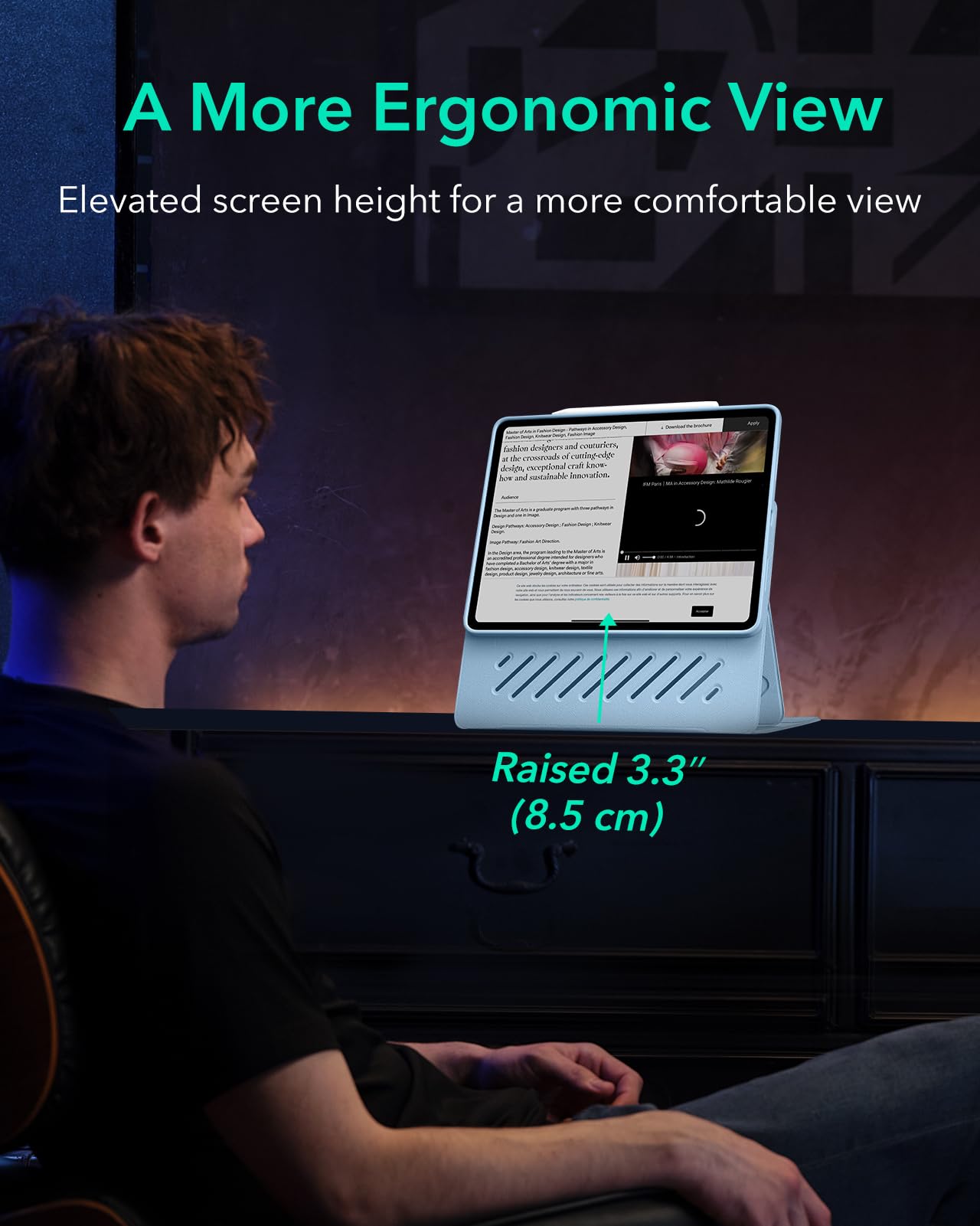 Esr For Ipad Air 13 Inch Case M2(2024), Ipad Air 13 Rotating Case With Removable Magnetic Cover, Adjustable Portrait/Landscape Stand With Raised Screen View, 9 Standing Angles, Light Blue