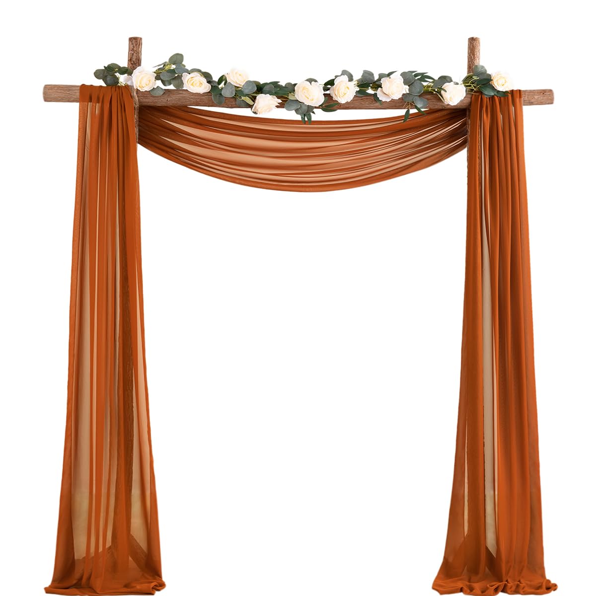 Socomi Wedding Arch Draping Fabric 3 Panels 29'' X 19Ft Terracotta Sheer Chiffon Curtain Drapes 6 Yards For Wedding Ceremony Bir