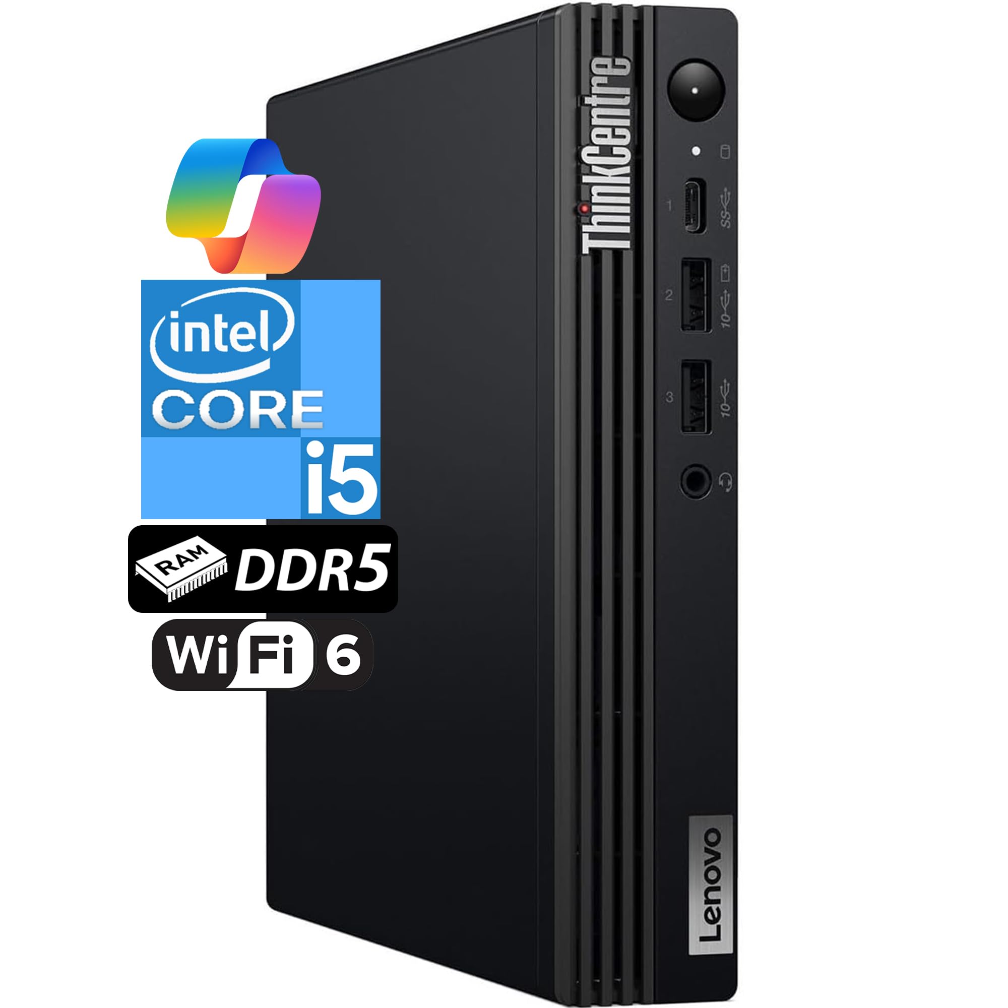Lenovo ThinkCentre Tiny M70q Gen 5 Intel 10Core i514400T (Beat i713700T), 64GB DDR5 RAM, 1TB NVMe, WiFi 6, Bluetooth, RJ45, 