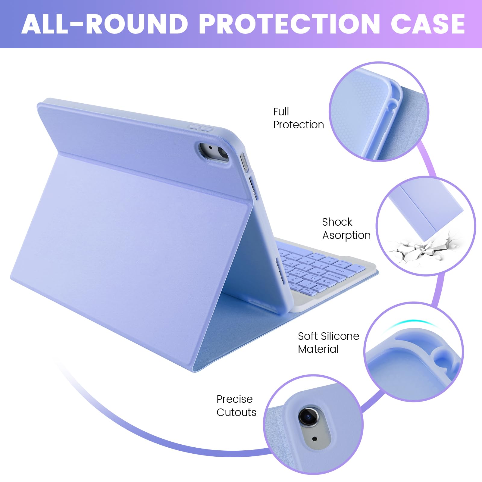 Soppy Bluetooth Keyboard Case With Mouse For Ipad 11Th Gen. (A16) 11-Inch 2025, 10Th Generation 10.9 Inch 2022, Detachable Prote