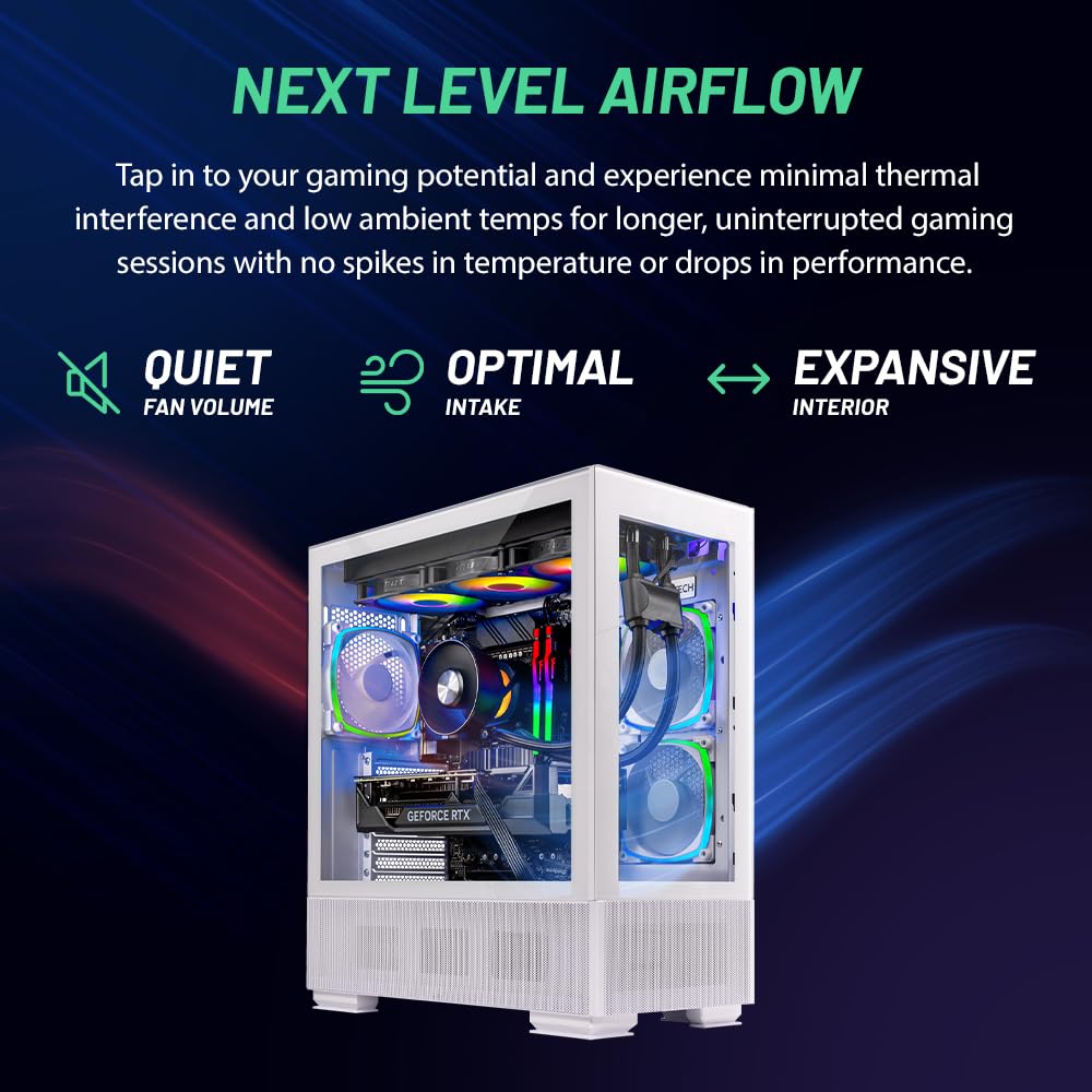 Skytech Azure Gaming Pc Desktop, Intel I7 14700F 2.1 Ghz (5.3Ghz Turbo Boost), Nvidia Rtx 4070 Super 12Gb, 1Tb Gen4 Ssd, 32Gb Dd