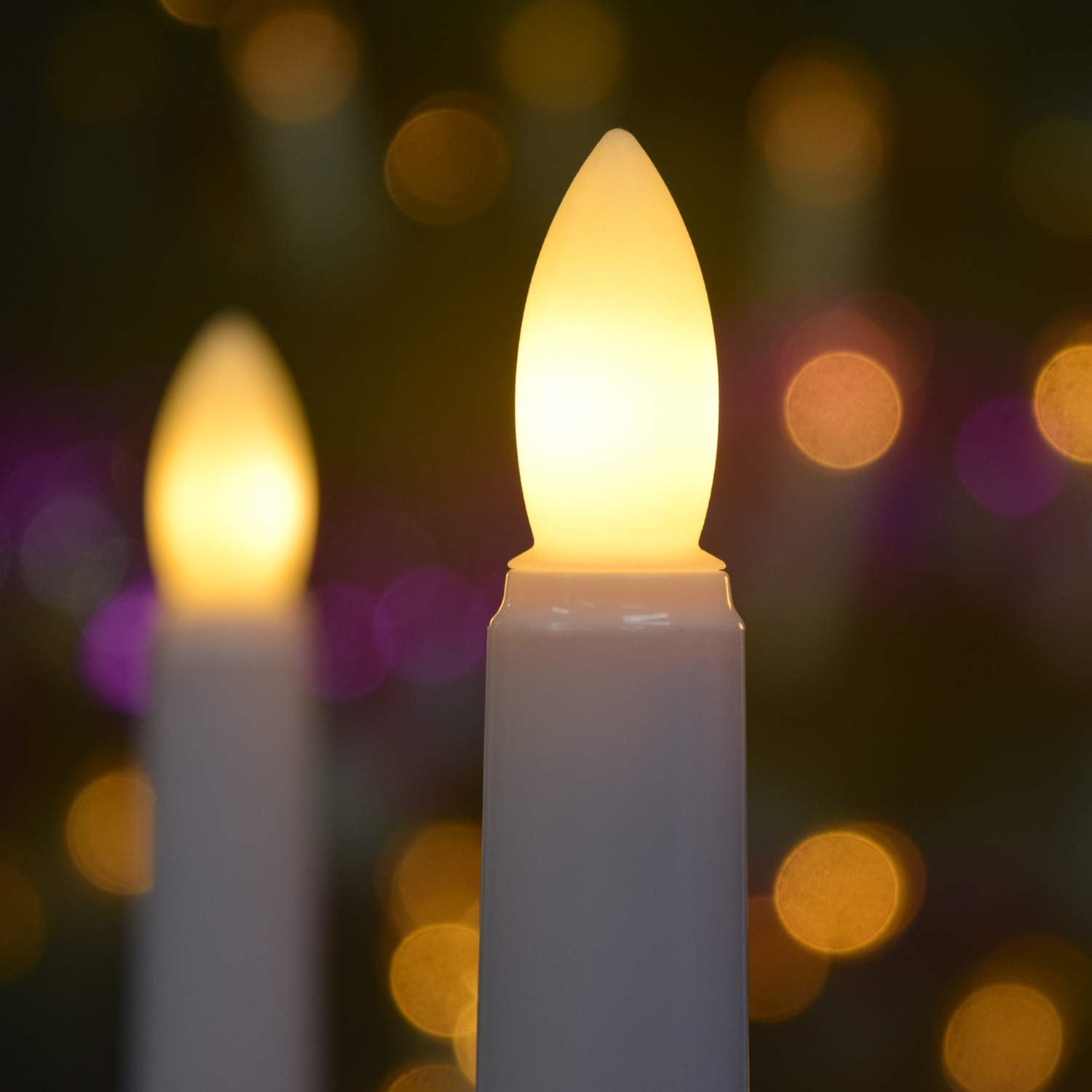 Freepower Flameless Window Candles With Gold Candle Bases, Battery Operated Taper Candle With 4H/6H Daily Timer, Remote Window C