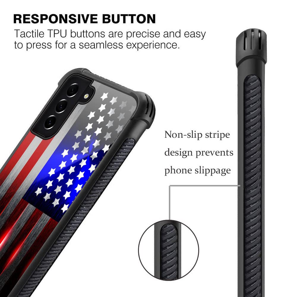 ZHEGAILIAN Samsung Galaxy S21 Ultra Cut Flag Phone Case TPU Organic Glass 4 Cut American Flag
