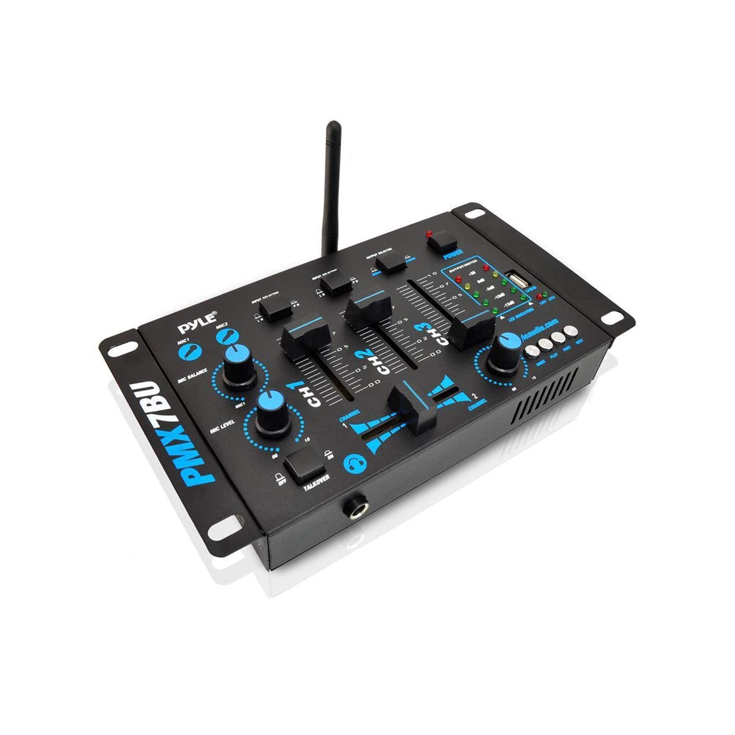 Pyle, 3 Wireless Audio Machine 3 Channel Bluetooth Compatible Dj Controller Sound Mixer System With Mic Talkover, Usb Reader, Du