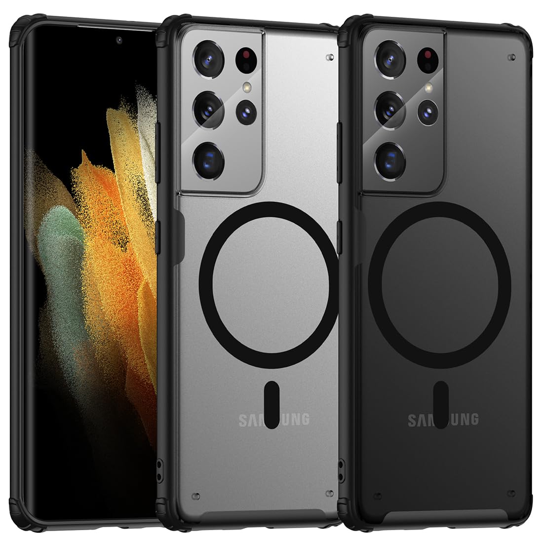 Tianniuke Magnetic Case For Samsung Galaxy S21 Ultra, Translucent Matte Anti Fingerprint, Compatible With Magsafe, Slim Fit Shoc