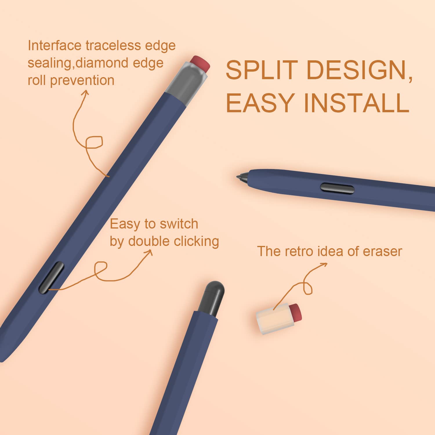 Love Mei Classic Silicone Pencil Case Compatible With Galaxy Tab S7/S7Plus/S8/S8 Plus Pen Case Cover Sleeve Non-Slip Smooth Grip