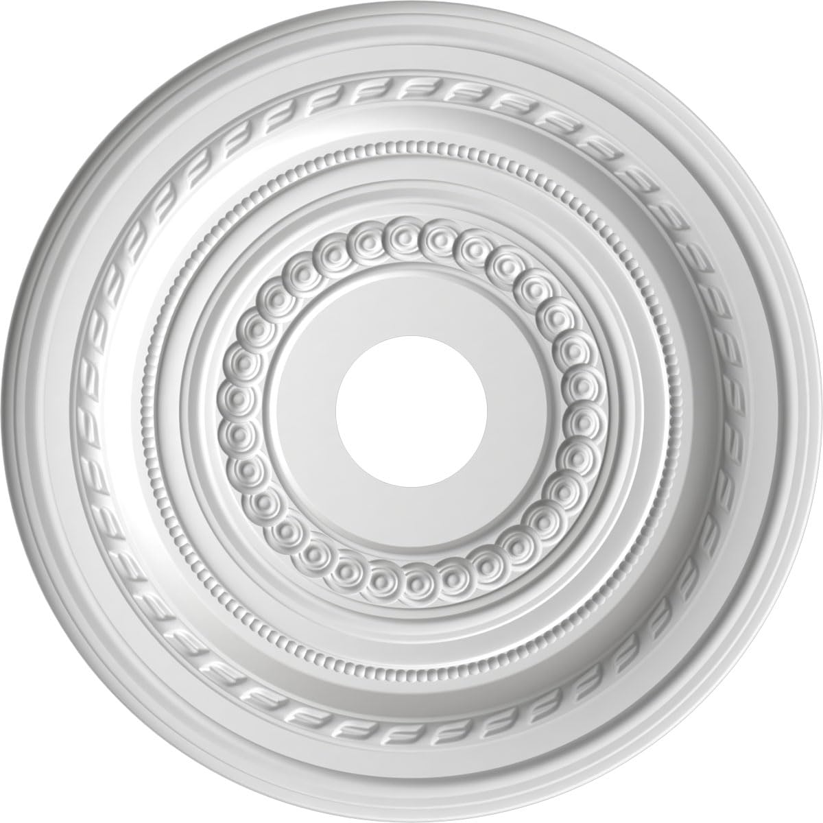 Ekena Millwork Cmp19Coeru Cole Thermoformed Pvc Ceiling Medallion (Fits Canopies Up To 5 1/8), 19Od X 3 1/2Id X 1P, Universal Me