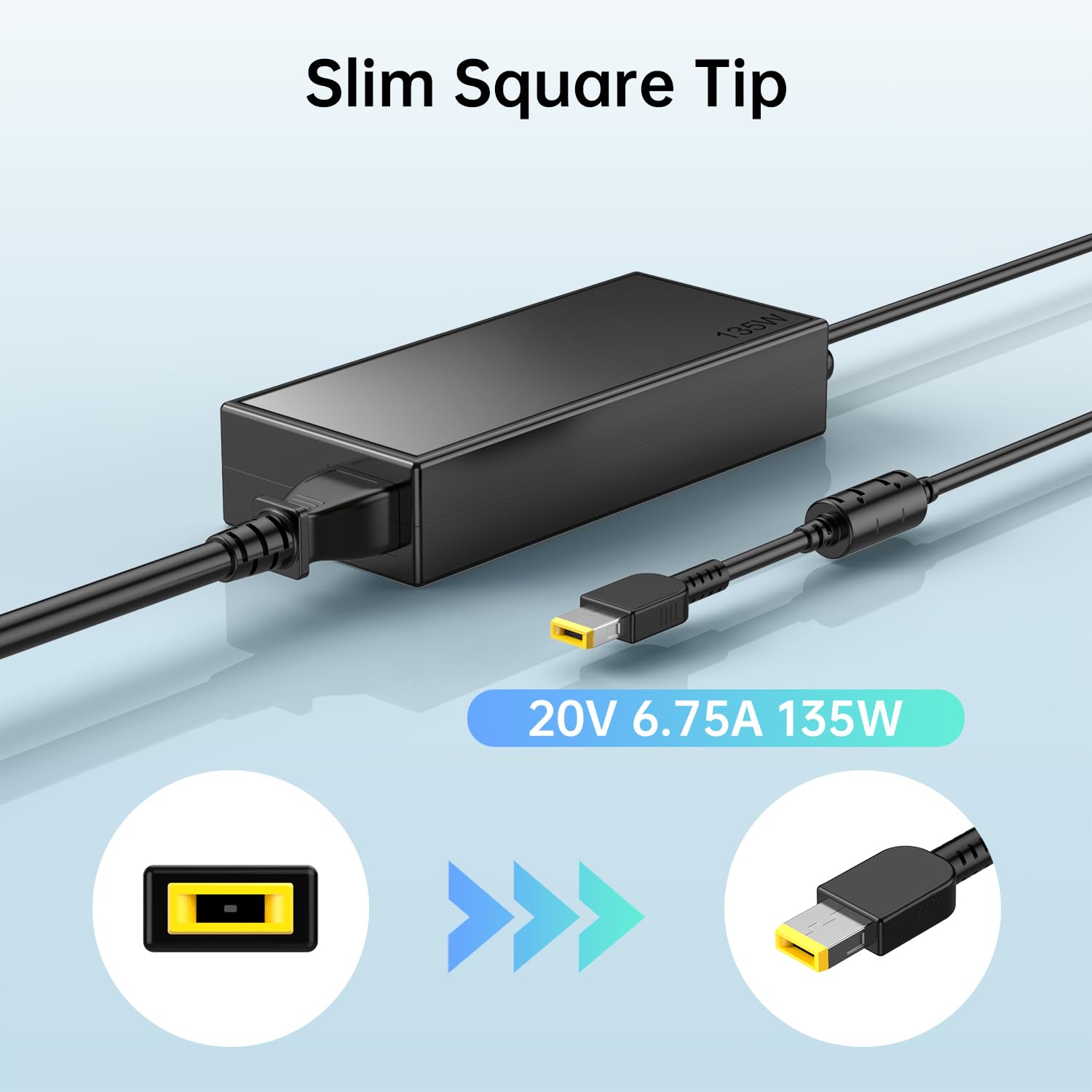 135W Laptop Charger For Lenovo Thinkpad X1 Extreme 135W Ac Adapter Slim Tip 4X20E50558, Ideapad Gaming L340 3 15 Laptop