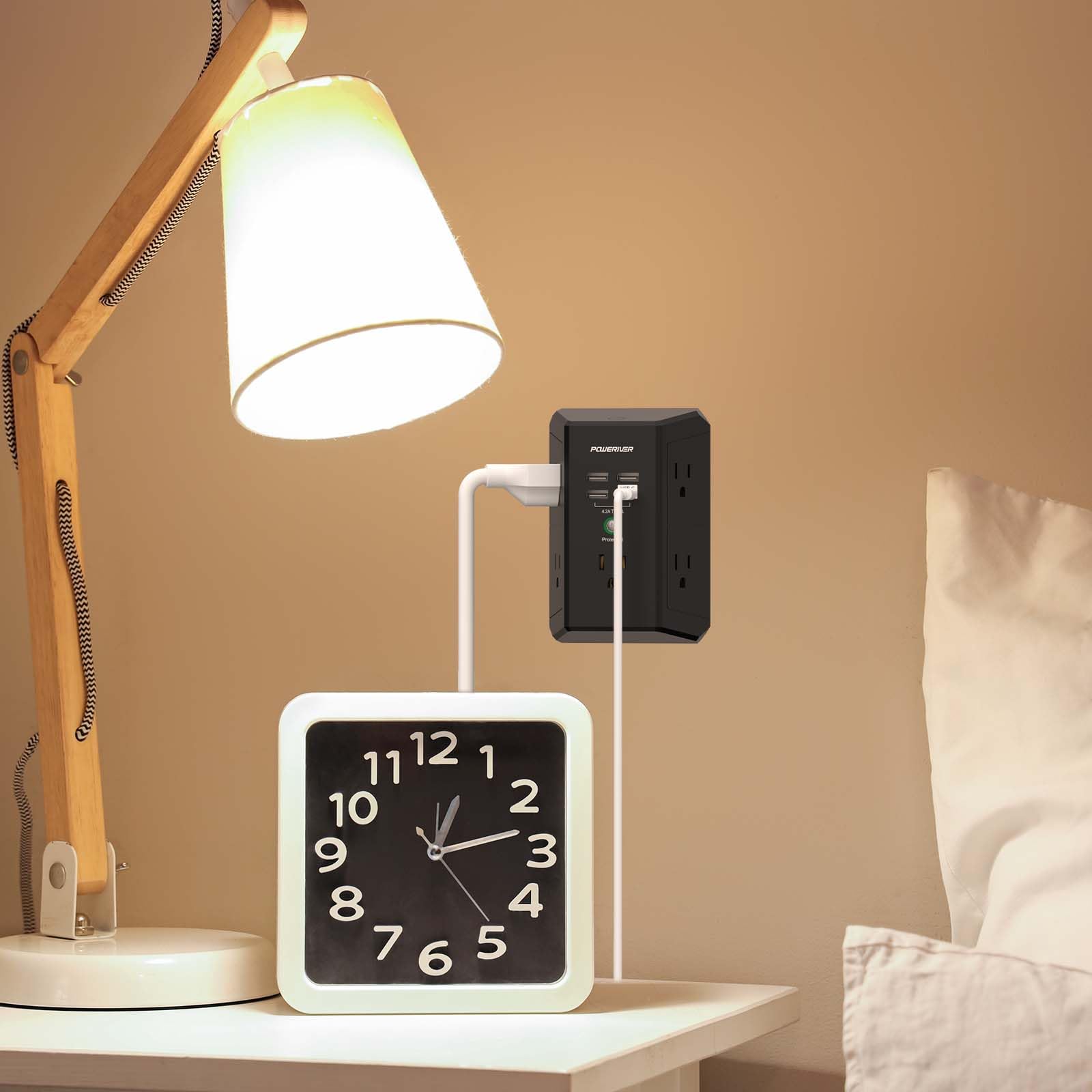 Multi Outlet Extender Surge Protector   Poweriver Multi Plug Wall Outlet With 5 Ac Outlets And 4 Usb Ports(1Usb C), 1680 Joules,