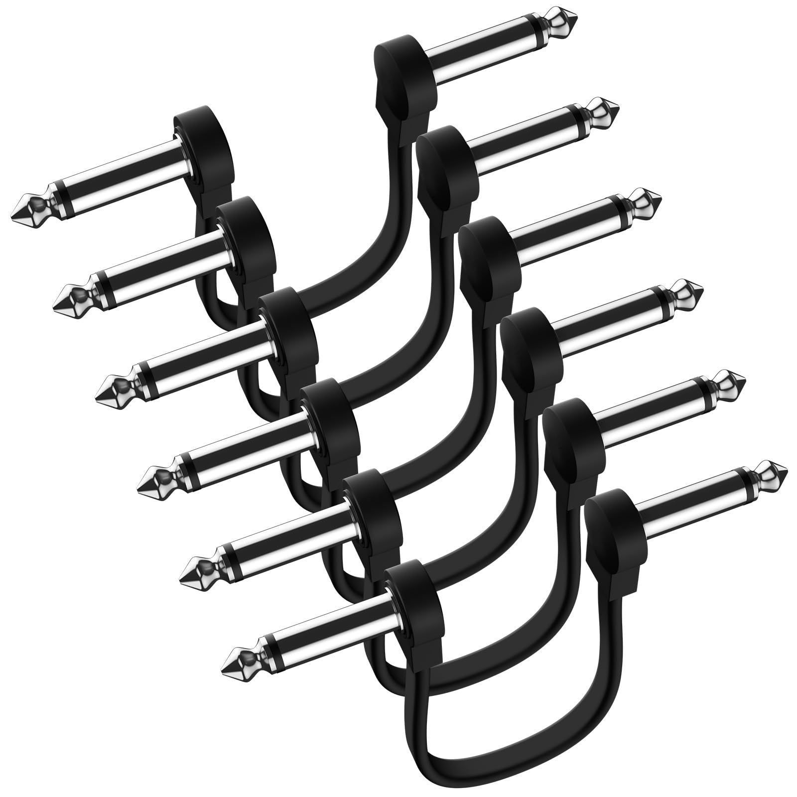 Heams Professional 6 Pack 6 Inch Guitar Patch Cables, Noise Free And Long Lasting Guitar Pedal Cable, Low Profile Save More Spac