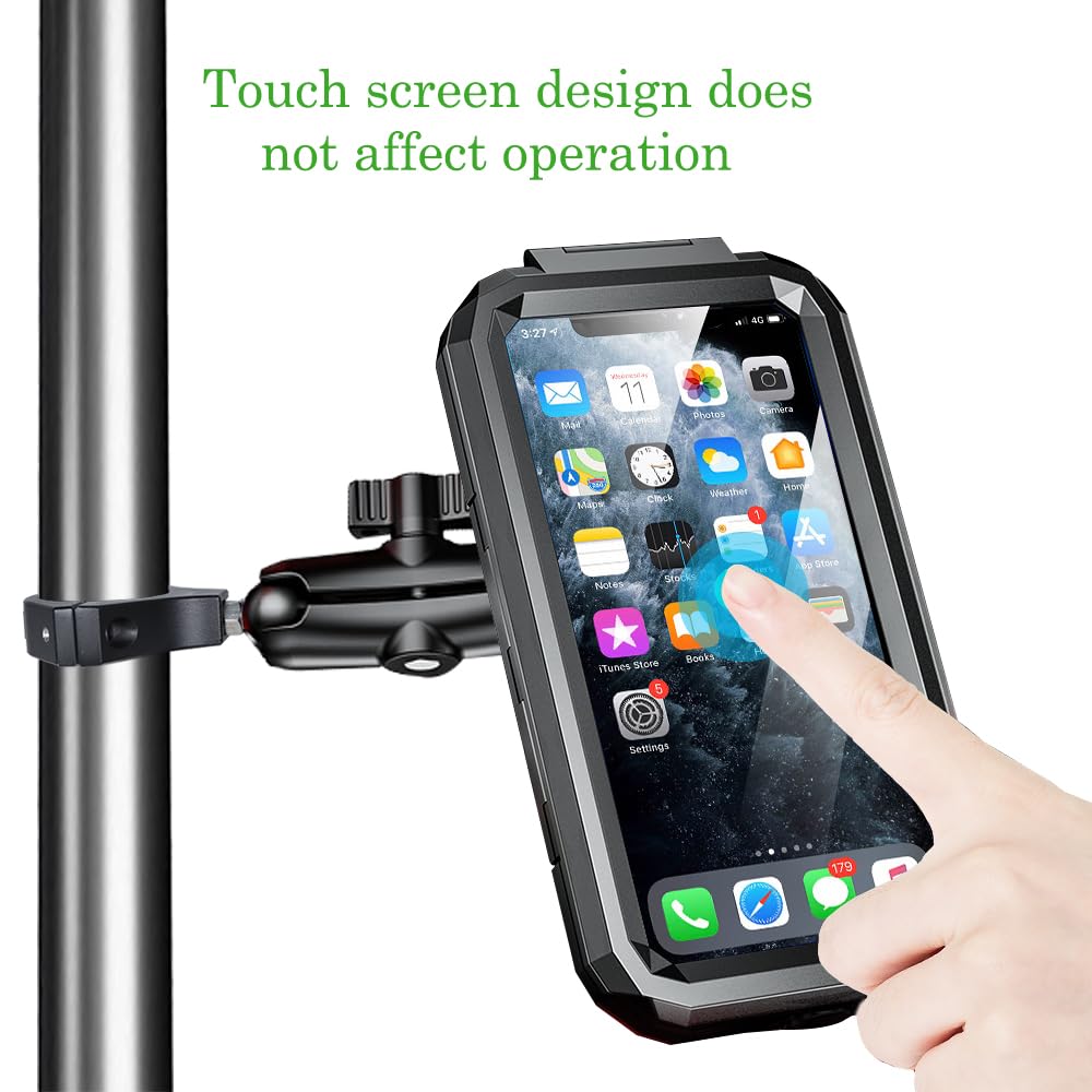 Hamdril Utv Phone Mount With Waterproof Protector, 360 Degree Adjustable Utv Holder, Compatible With 1.5 2Inch Roll Bar,Utv Sxs/