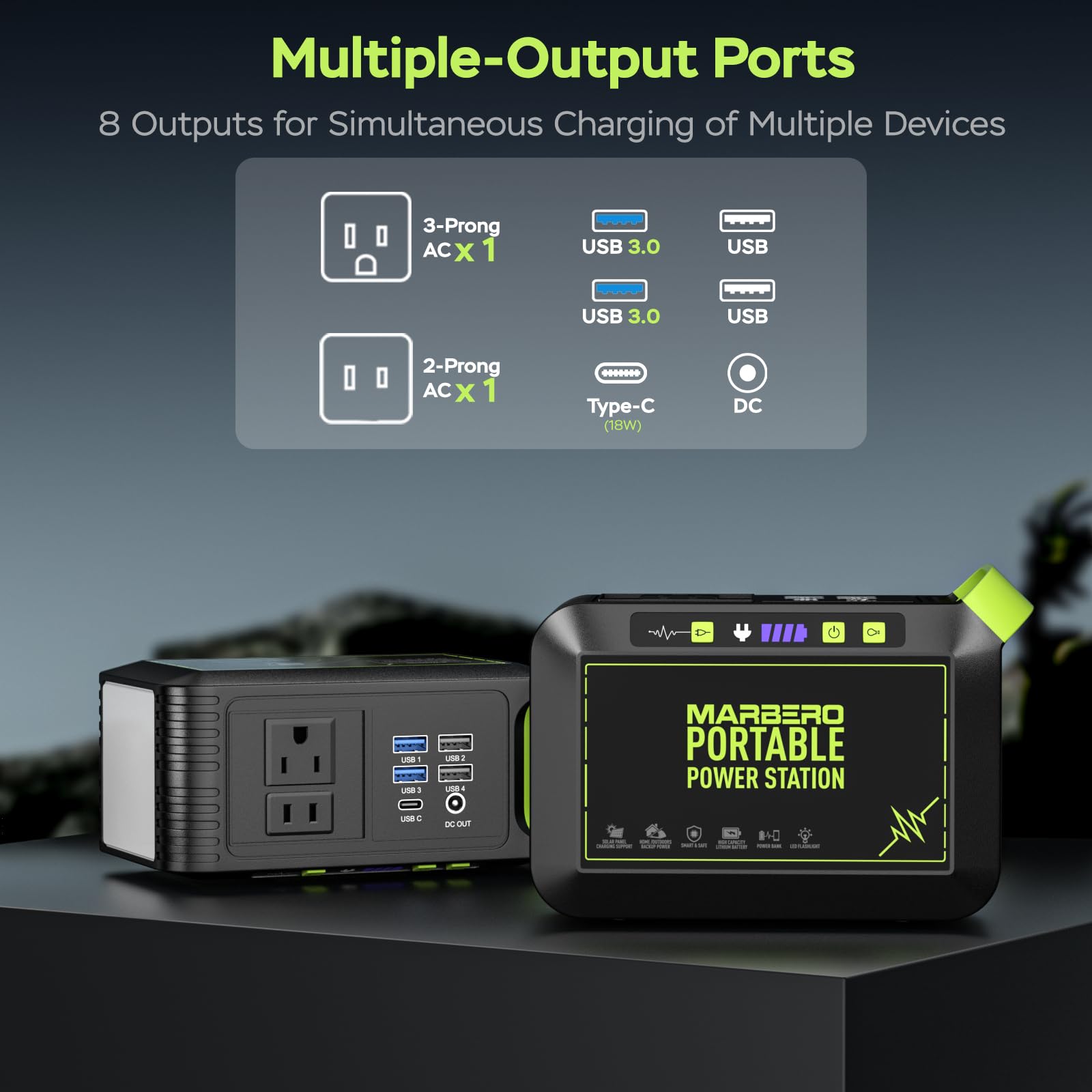 Marbero 80W Solar Powered Generator With Panels 25W Included, 88.8Wh Lithium Battery Portable Power Station With Ac Outlet 120W