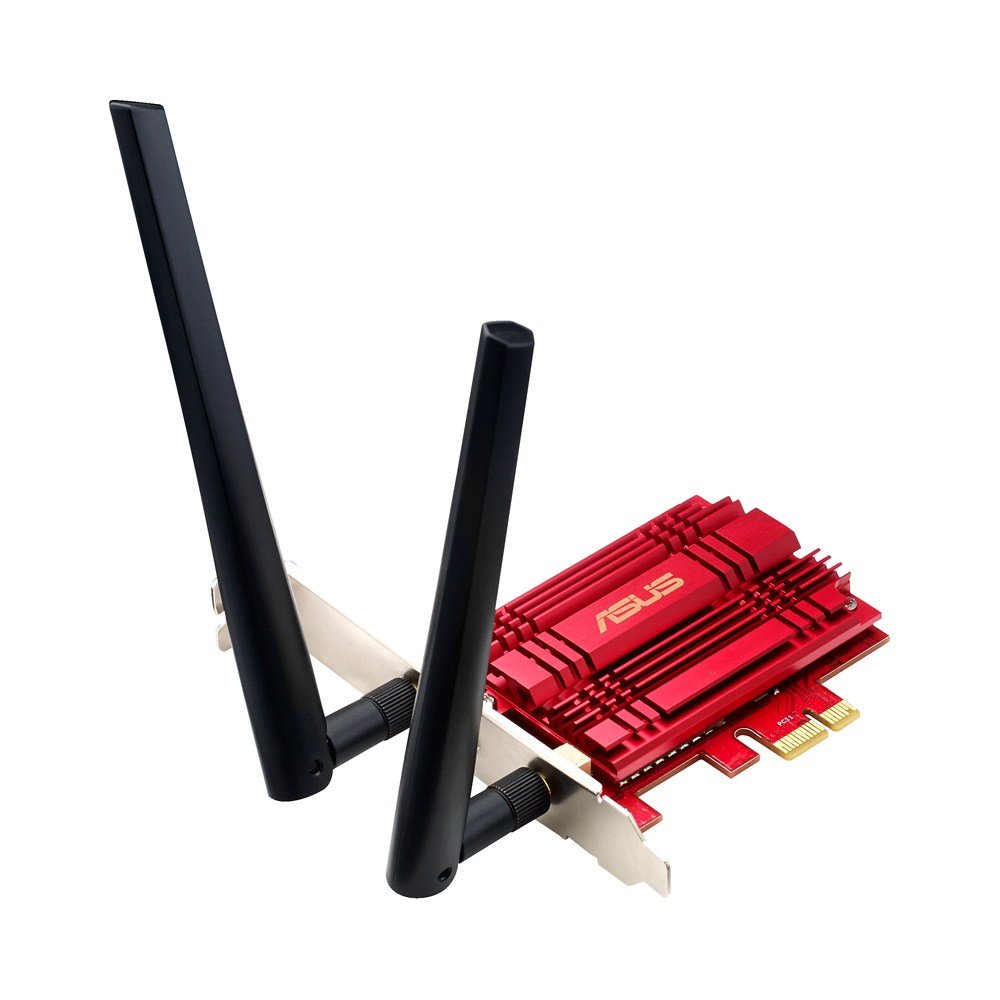 Asus Pce Ac56 Dual Band 2X2 Ac1300 Wifi Pcie Adapter With Heat Sink, Detachable Antennas And Antenna Base