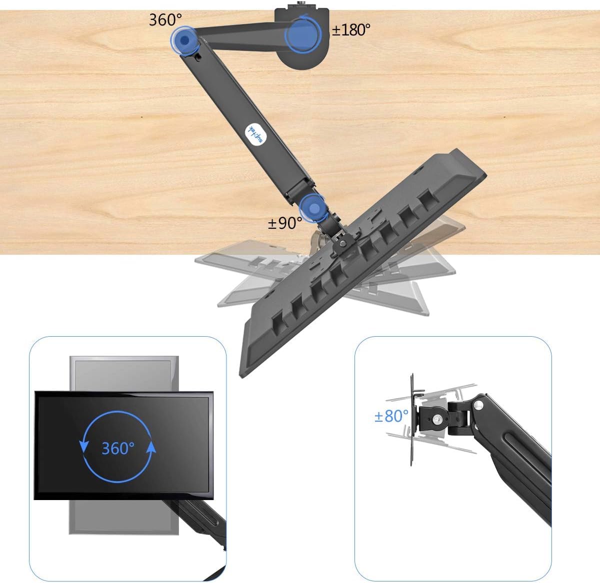 Suptek Monitor Mount Gas Spring Monitor Arm Desk Mount Fully Adjustable Fits 17 20 22 23 24 26 27 Inch Monitors Weight Capacity