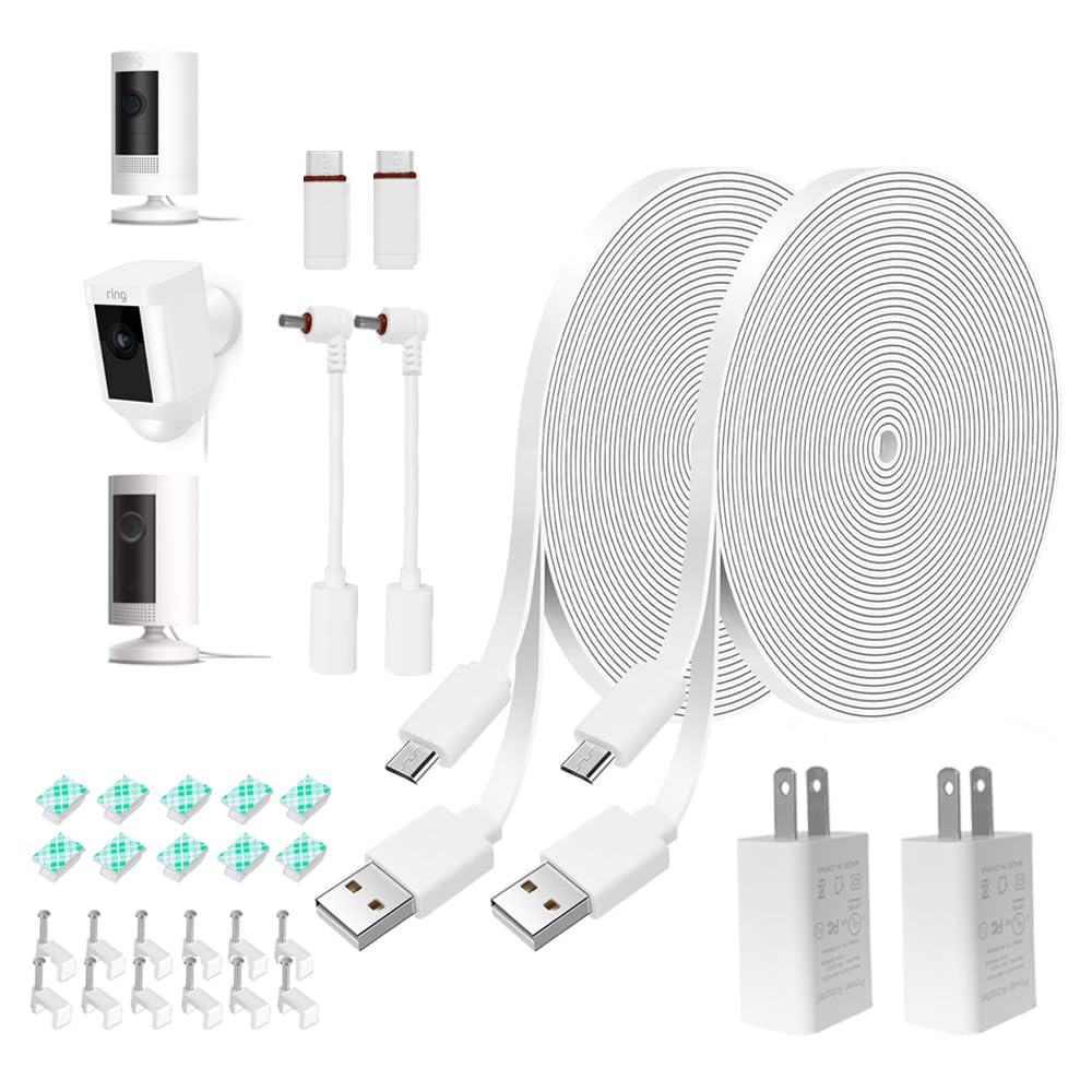 20Ft Power Adapter And Cable For Ring Camera, Ring Stick Up Cam Battery, Ring Spotlight Cam Battery/Pro/Plus, Blink Outdoor 4 (4