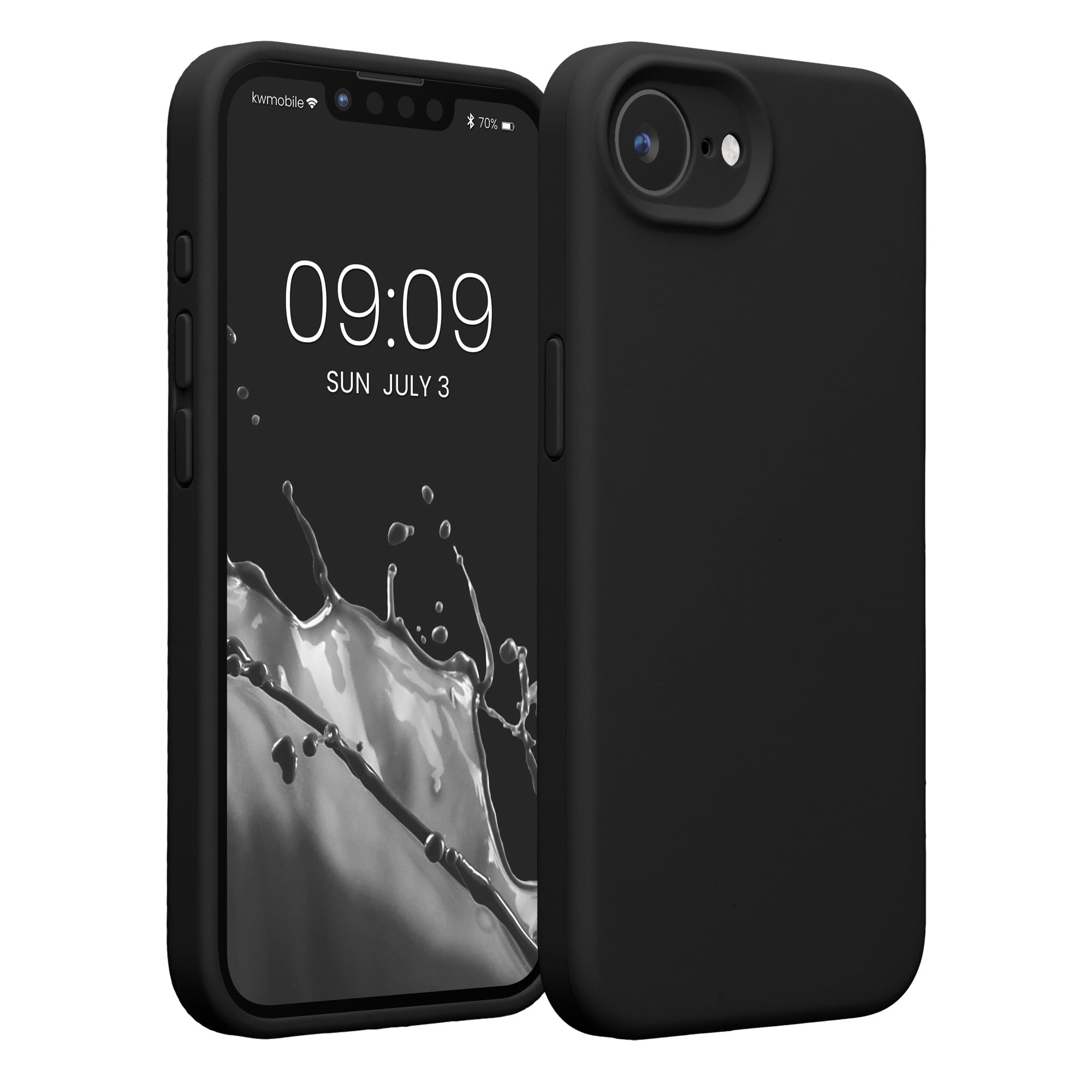 kwmobile Case Compatible with Apple iPhone 17e / iPhone 16e Case - Slim TPU Silicone Phone Cover - Soft Touch Finish - Black