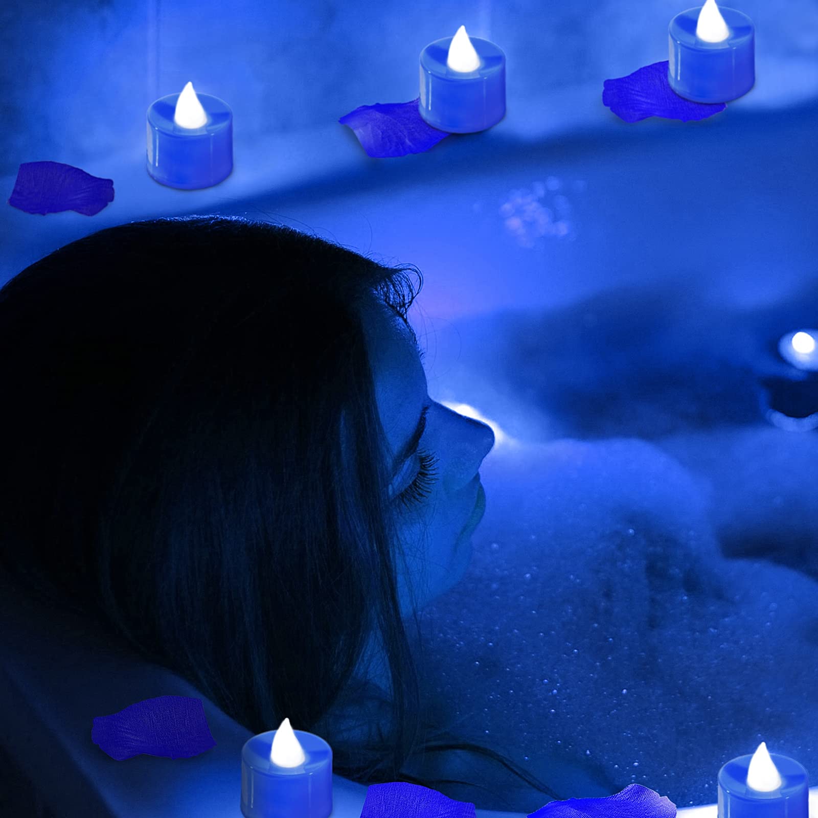 600 Pieces Artificial Rose Petals With 12 Pieces Led Tea Lights Candle Romantic Candle For Romantic Night Valentine'S Day Annive